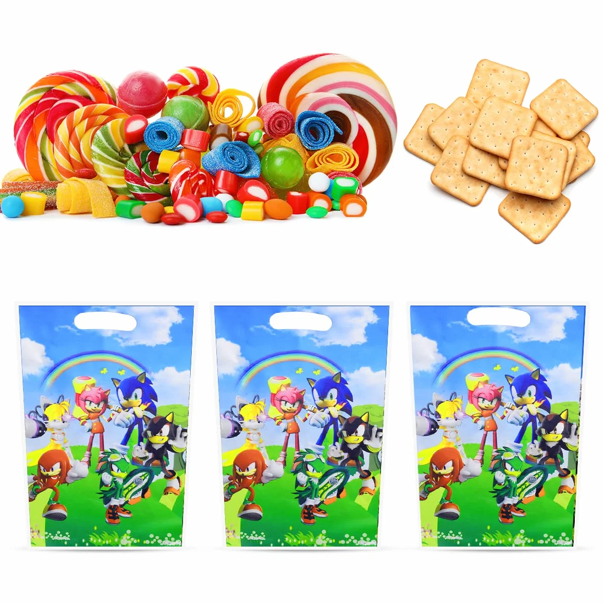 Bolsas de Regalo, 50 Piezas Bolsas de Plástico Reutilizables para Fiestas Bolsas de Regalo Bolsas de plástico para envolver regalos fiestas de cumpleaños infantiles, fiestas temáticas y mucho