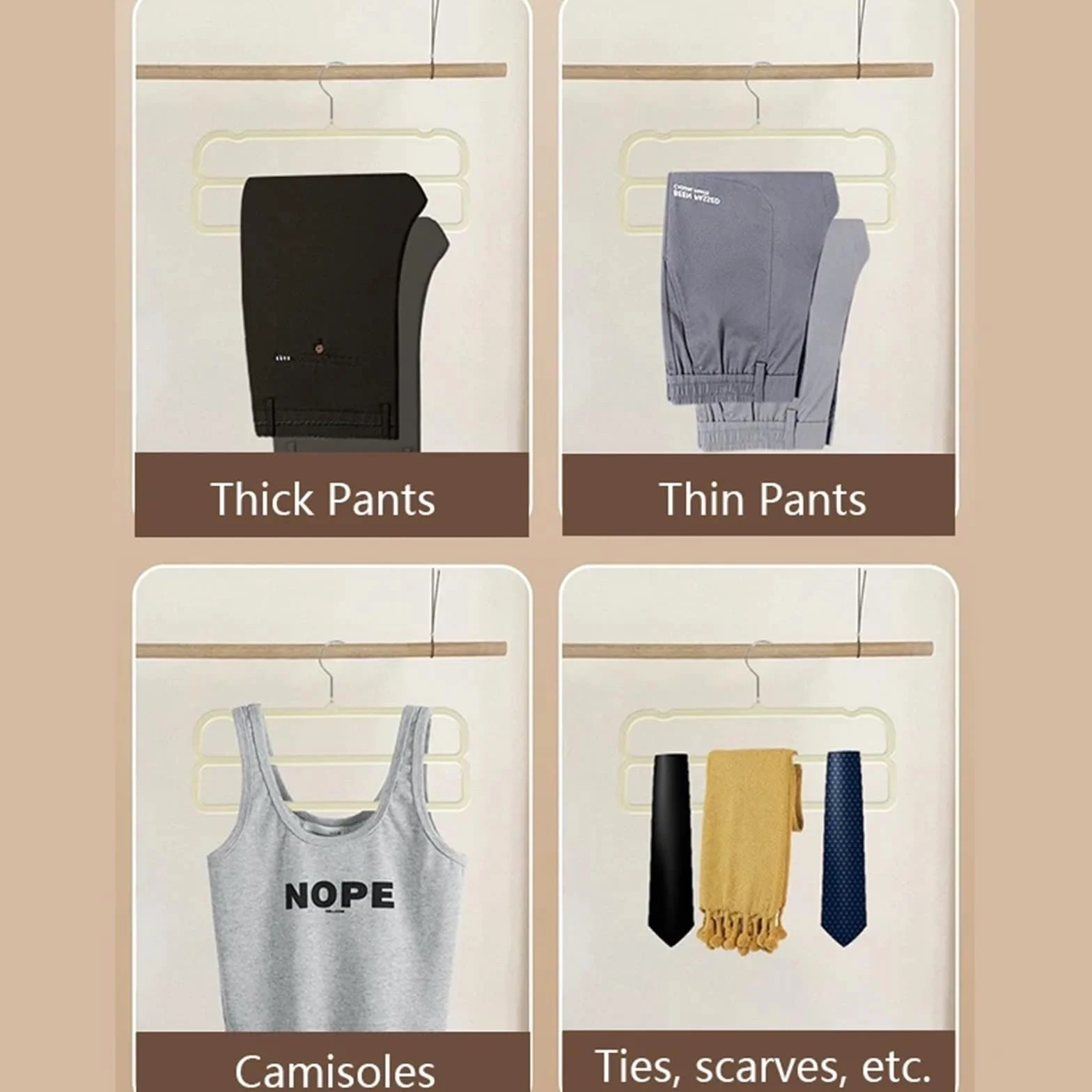 Perchas Pantalones Perchas Antideslizantes de Terciopelo Doble Capa, ahorradoras Espacio for Pantalones y Sujetadores, 10 o 20 Unidades