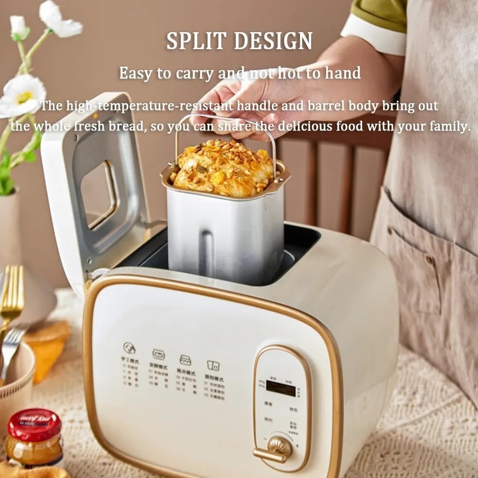 Máquina automática para hacer pan, amasado y fermentación de masa con temporizador de 15 horas y función de mantener caliente para pan casero sin gluten