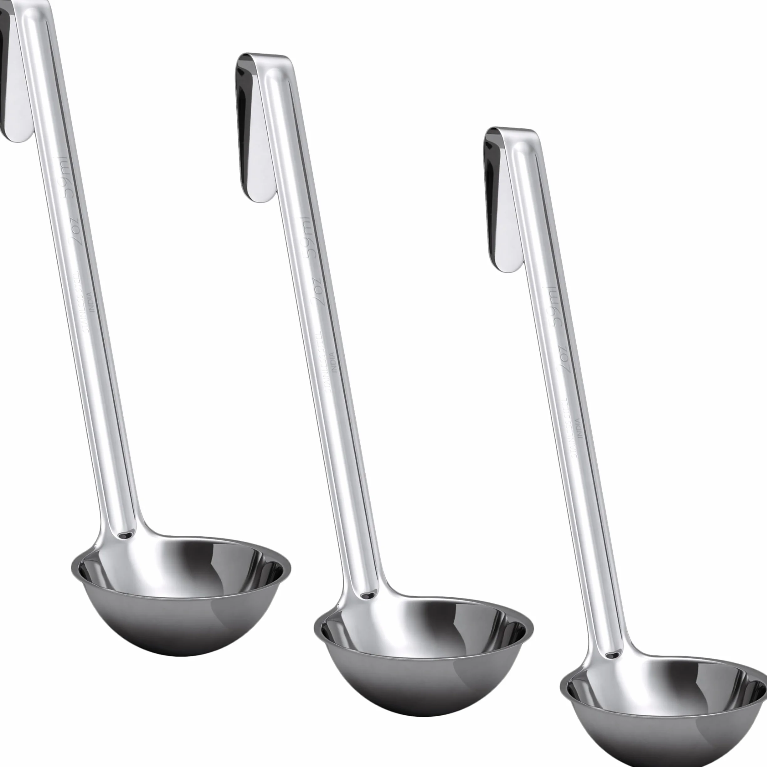 Cucharón de sopa de 2 onzas súper resistente, ergonómico de acero inoxidable con asas largas. Los mejores accesorios de cocina para agitar y servir sopas, chile y guiso en restaurantes y en casa