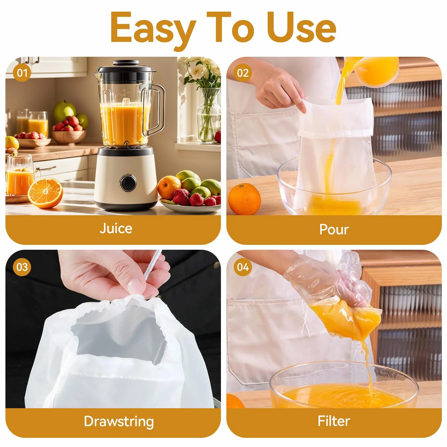 15 Piezas Bolsas de Leche de Nueces, 30x20 cm Bolsas Reutilizables Malla Fina Nailon con Cordón, Malla para Leche Vegetal, Bolsa Filtro Verdura, para Queso, Zumo de Frutas, Café, Zumo de Verduras, Té
