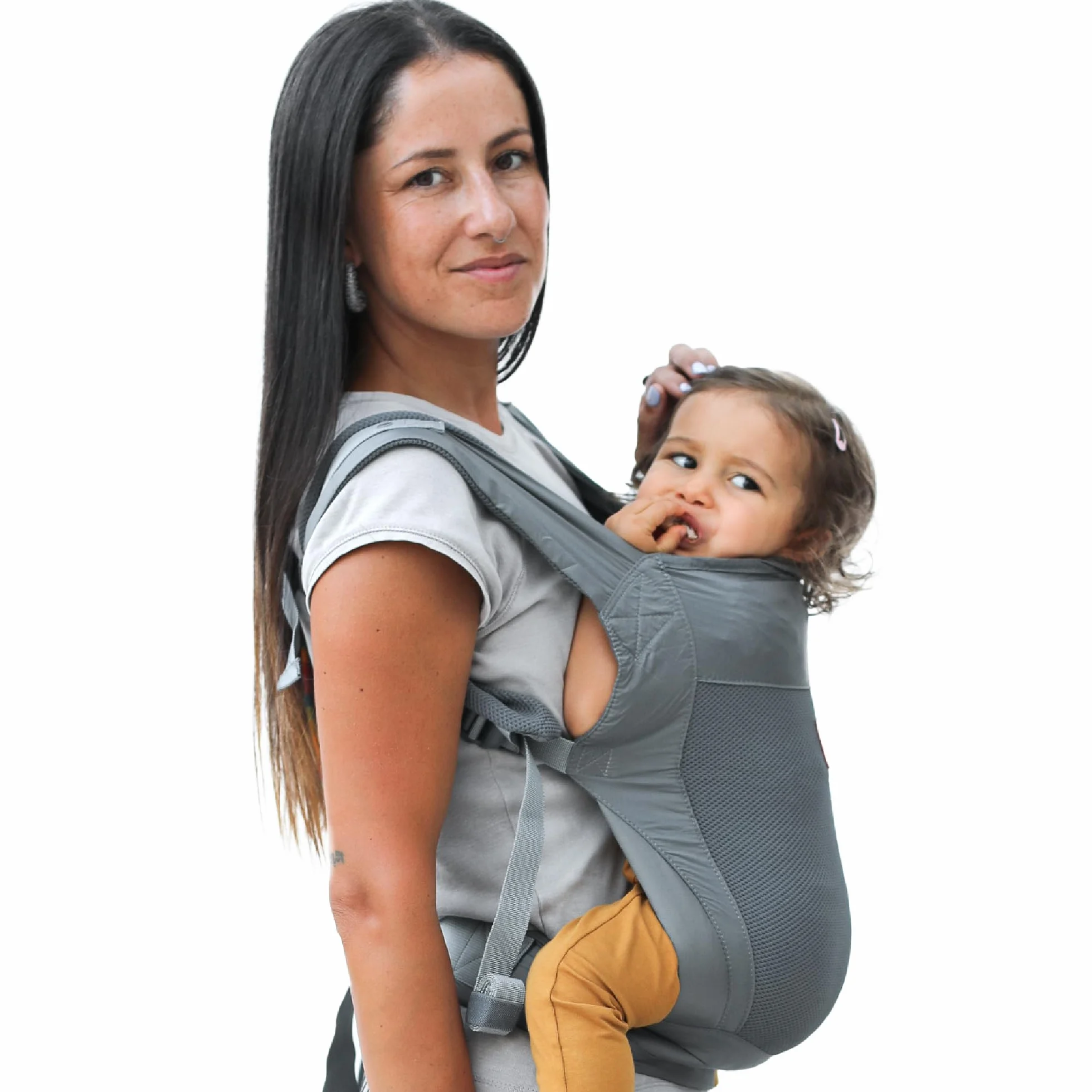Beco Fly Ultralite Mochila Portabebés Compacta Plegable Ligera Porteo Frontal y Espalda Ergonómica M 7-20 kg Gris