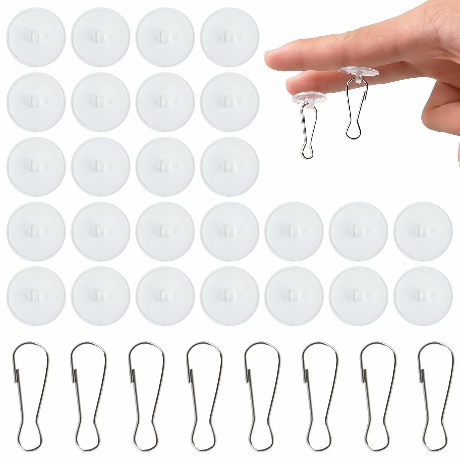 100 Pcs Gancho Techos, 30mm Ganchos Adhesivos para Techo sin Agujeros, Ganchos de Techo Autoadhesivos sin Taladrar Extrafuertes con Clips para Decoración de Plantas, Luces, Cocina, Baño, Oficina