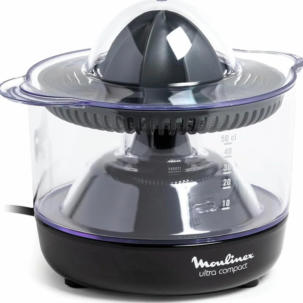 Moulinex Exprimidor Compacto de 25 W con Jarra Transparente Desmontable de 0,45 L, Cono de Doble Sentido, Apto para lavavajillas, De pástico, PC120870