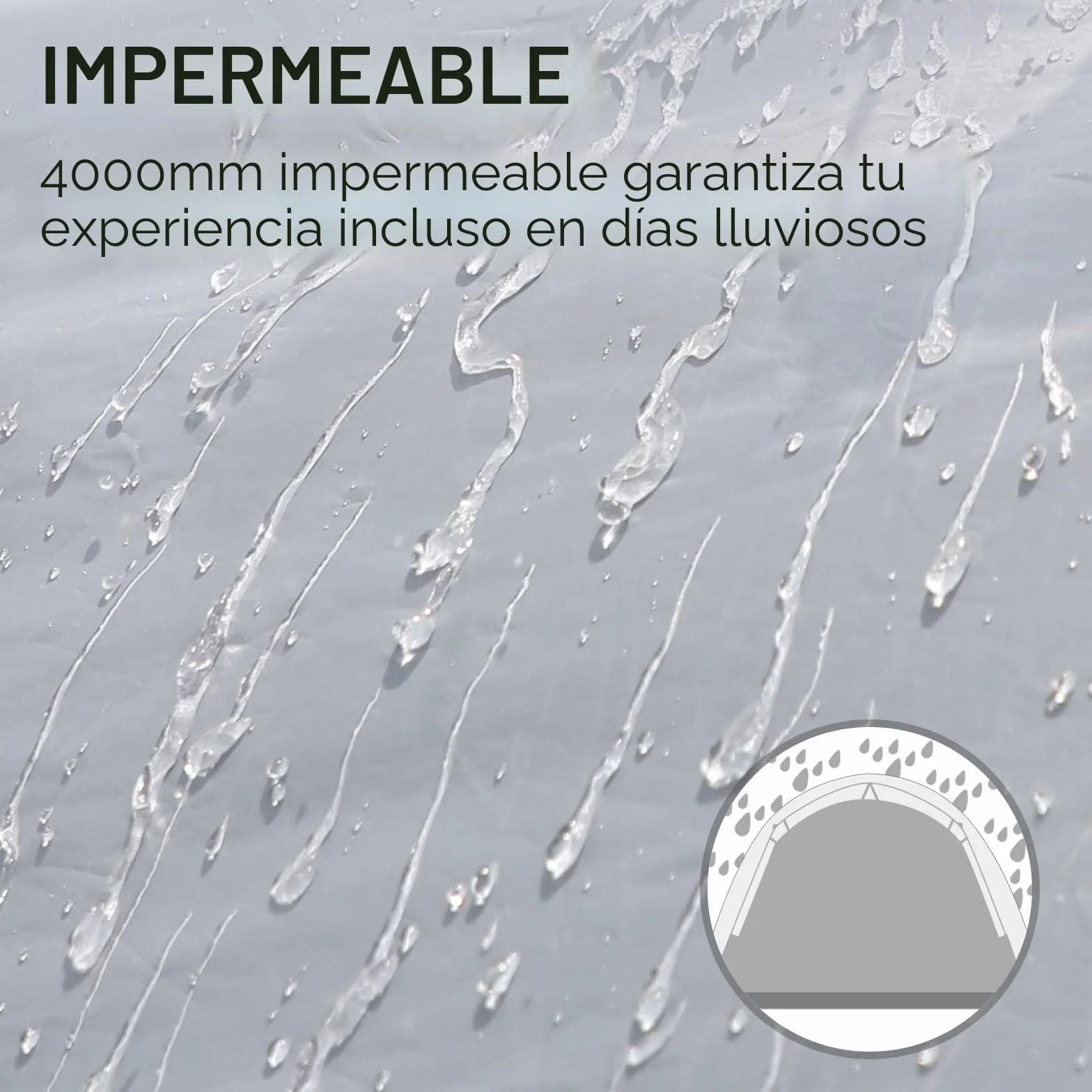 Tienda de campaña impermeable 4000 mm para 3-4 personas con toldo familiar camping viajes trekking jardín