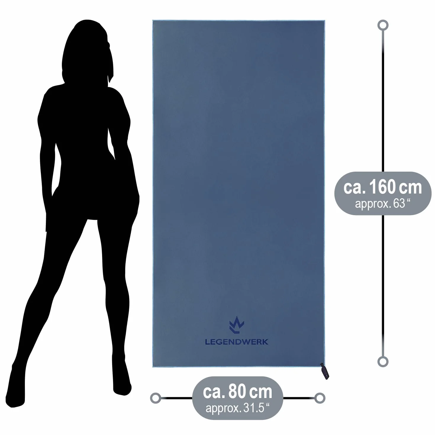 Toalla de Microfibra 160x80 cm Ligera Secado rápido Gimnasio Sauna Playa Viaje Bolsa