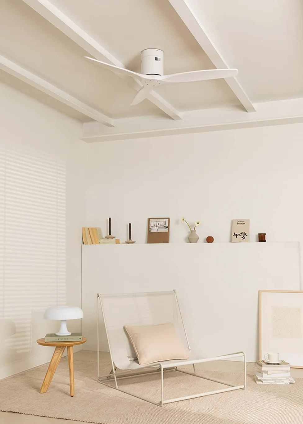 CREATE / WINDCALM/Ventilador de techo ABS blanco con controlador y mando / 40W, Silencioso, Ø132 cm, 6 velocidades, temporizador, función verano-invierno