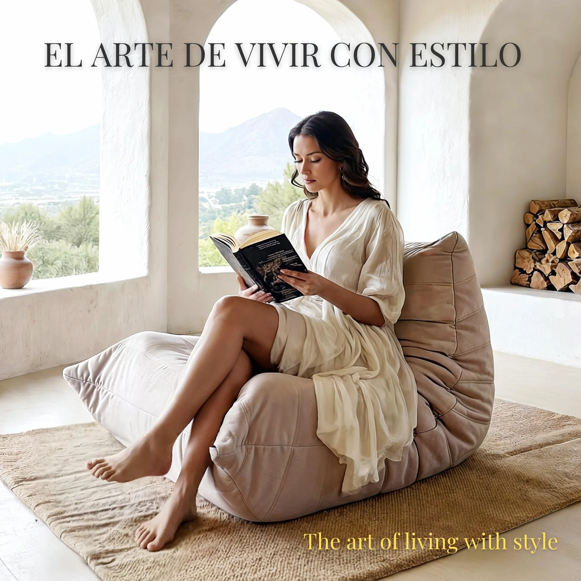 Aiire Puff Salon de Lujo Vintage - Sillón de Diseño Francés en Tejido Premium Antimanchas - Sofa Puf Gigante con Relleno Incluido - Bean Bag Chair XXL Moderno - Diseñado en España