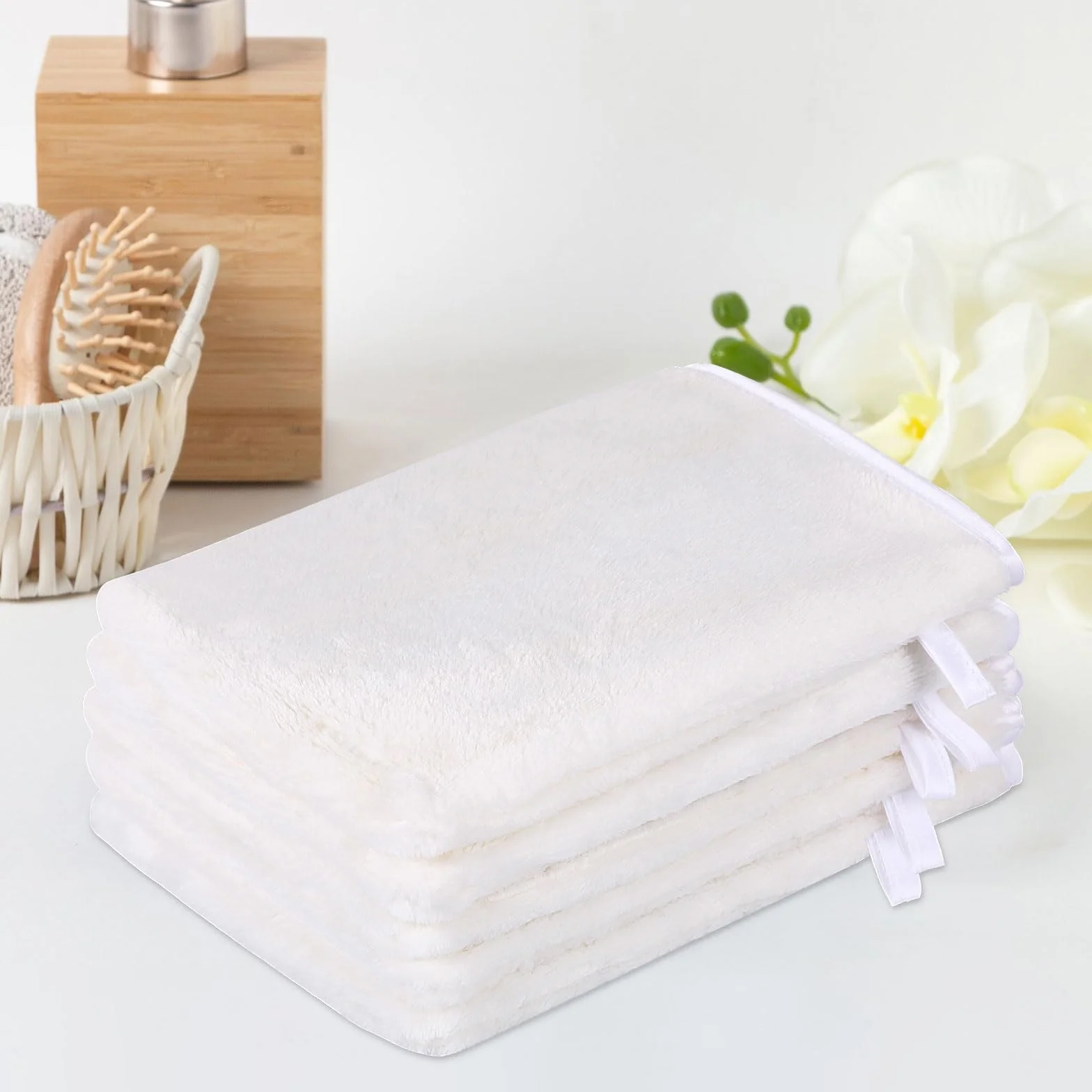 Manoplas Baño Toallas Baño Toalla Facial Toalla Cara Toalla Microfibra Toallas Lavabo Esponja Bebe Recien Nacido Toalla Desmaquillante Reutilizable Limpieza Facial 15x21cm Franela 8 Blanco