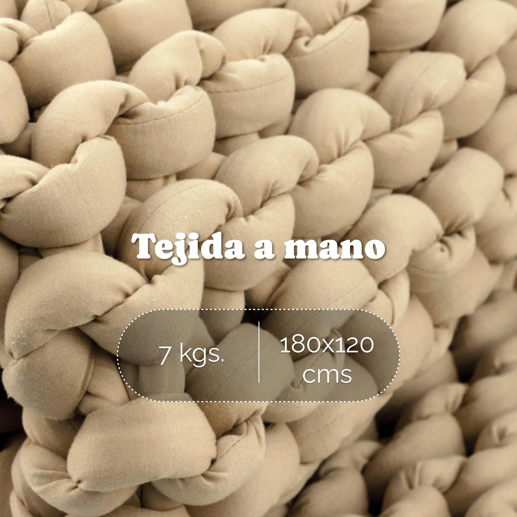SIESTA Manta Pesada (Heavy Blanket) – Diseño Trenzado Premium Beige (7 kg) - Manta Ponderada Que Reduce Ansiedad y Ayuda a Dormir Profundo – 100% rPET Sostenible, Transpirable y Lavable a Máquina