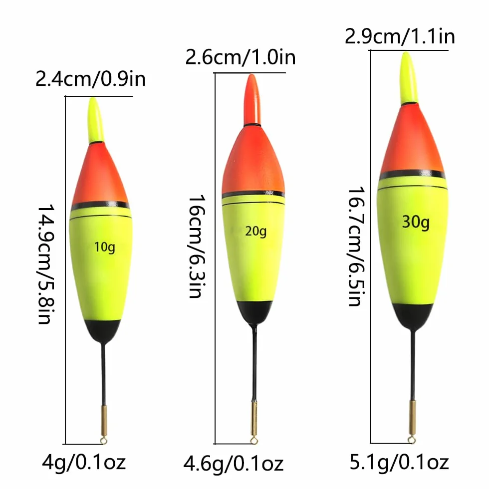 Flotadores de pesca EVA luminosos LED rojo para pesca nocturna 10 g 3 unidades