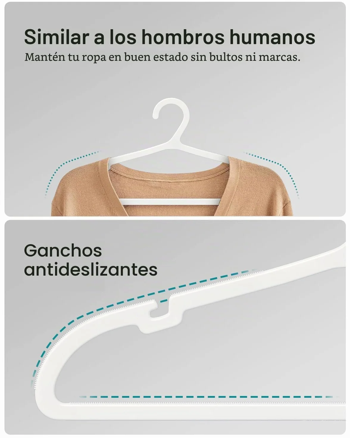 ABHENG 80 Perchas de Plástico, Ahorro de Espacio, Resistentes, Antideslizantes, para Camisas, Camisetas, Trajes, Blusas, Pantalones, Chaqueta y más, 41.7 x 0.4 x 24 cm, Blanco, APY0580W