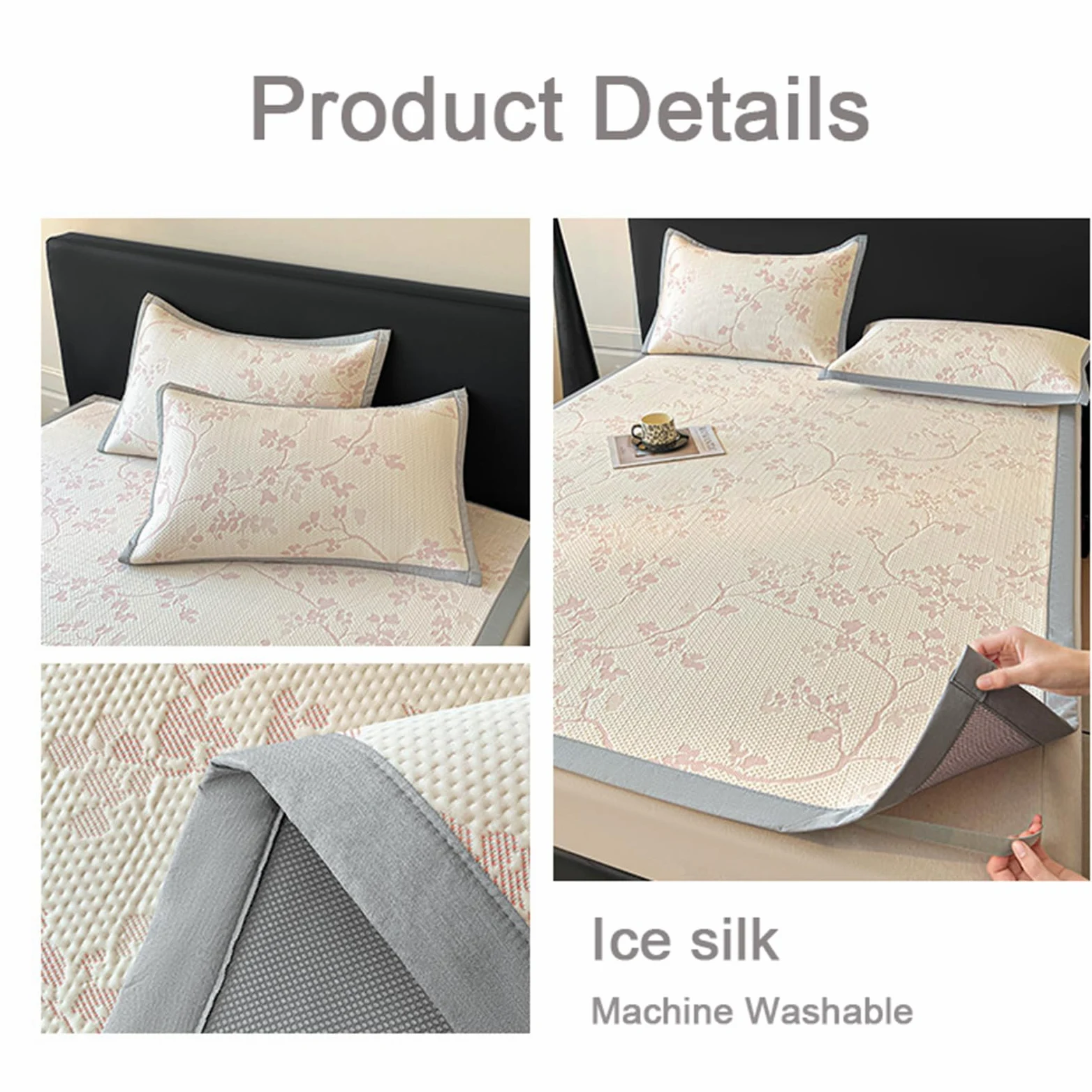 Juego de sábanas de enfriamiento 3D, de seda de hielo, transpirable, con 2 fundas de almohada, suave, lavable a máquina, almohadilla de colchón refrescante para personas que duermen con calor (180 x