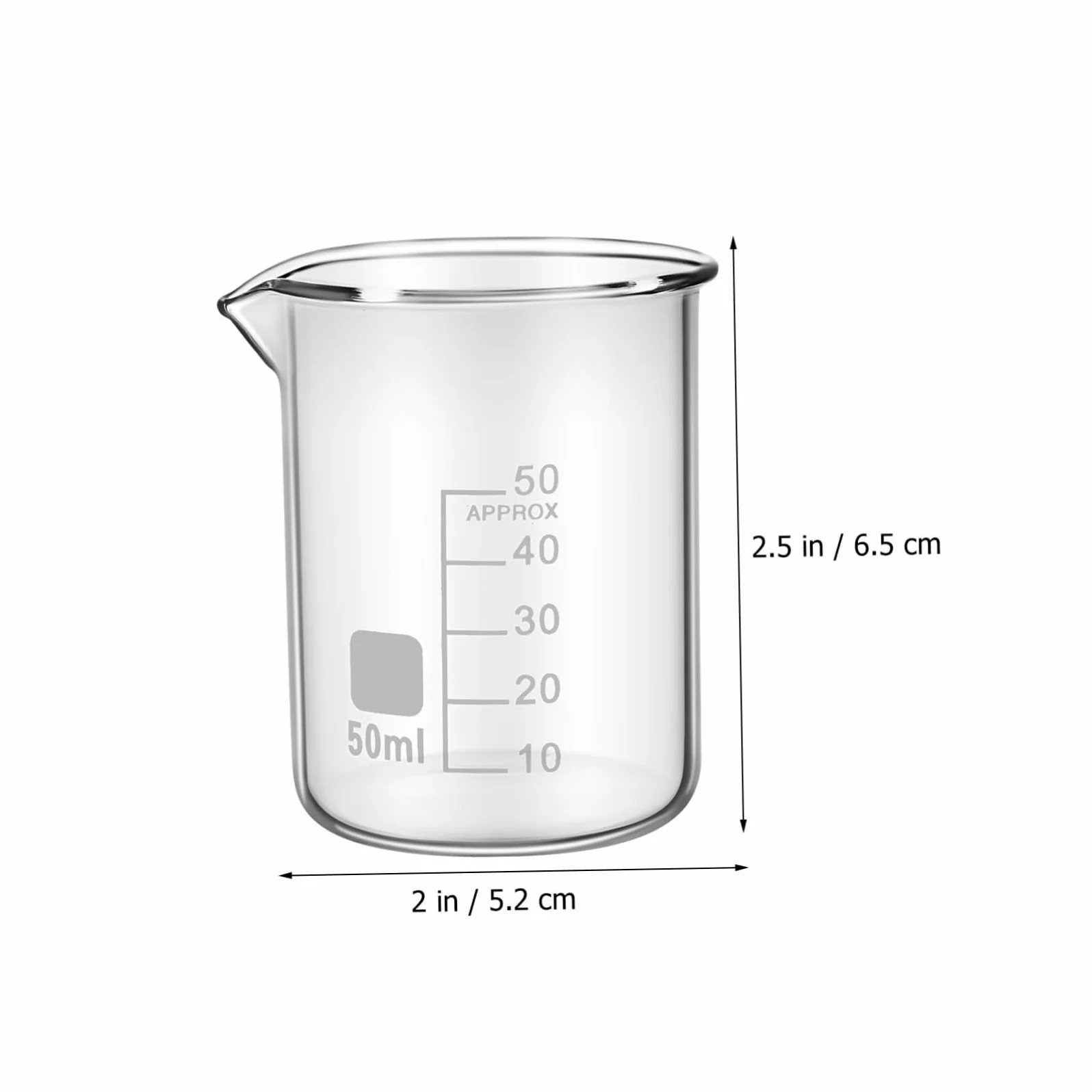ULTECHNOVO Vasos de Precipitados Medición Precisa de Vidrio Transparente 20 de 50ml y Diseño Estable, Ideales para Laboratorio y Uso Científico