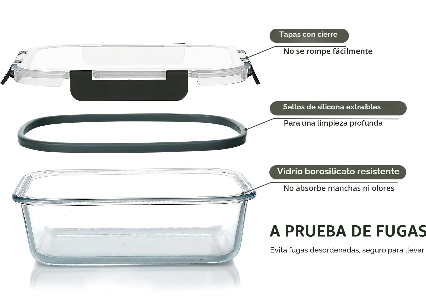 MCIRCO Recipientes de vidrio para alimentos 30 piezas [15 recipientes + 15 tapas] - Recipientes de vidrio - Tapas transparentes - Sin BPA - para la cocina de casa o el restaurante