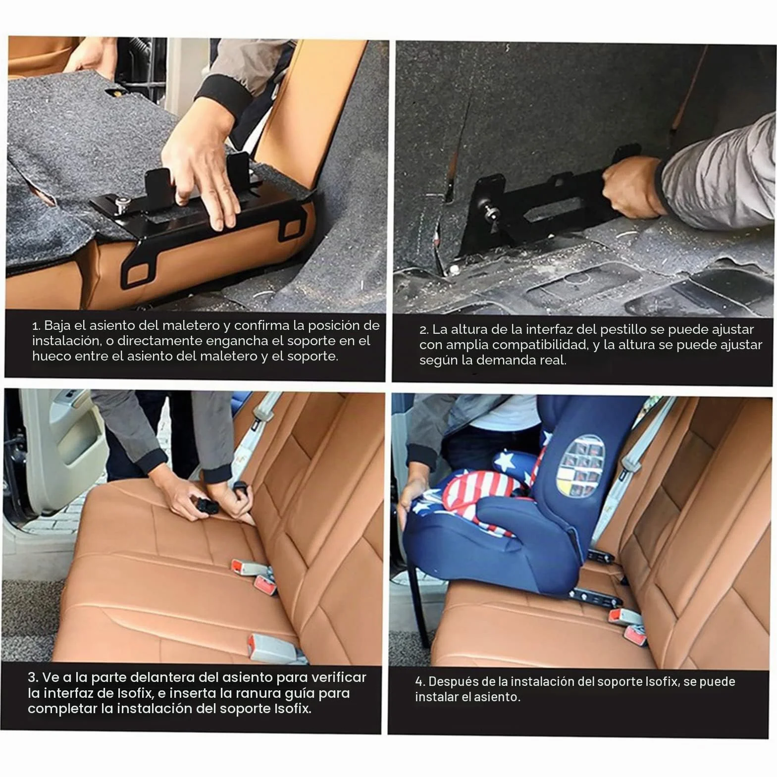 ISOFIX para Coche Homologado Geevorks Kit de Montaje de Anclaje de Sujeción Soporte de Adaptador isofix para Asiento de Coche y Auto