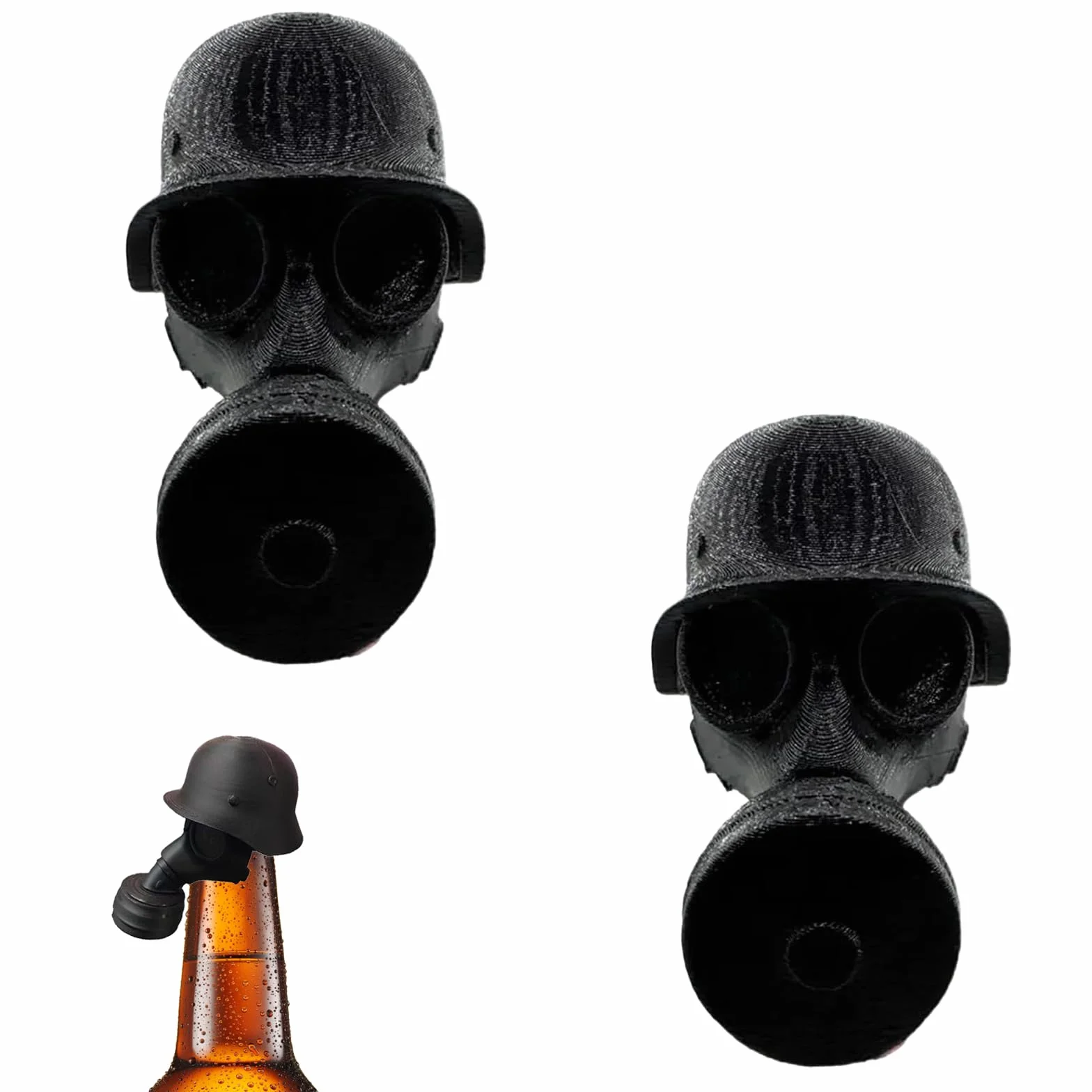 2 tapones para botellas de cerveza, tapón de botella de cerveza, casco con máscara, cierre de botella de cerveza con diseño de máscara de gas, ideal para colección y regalo, protección contra el polvo