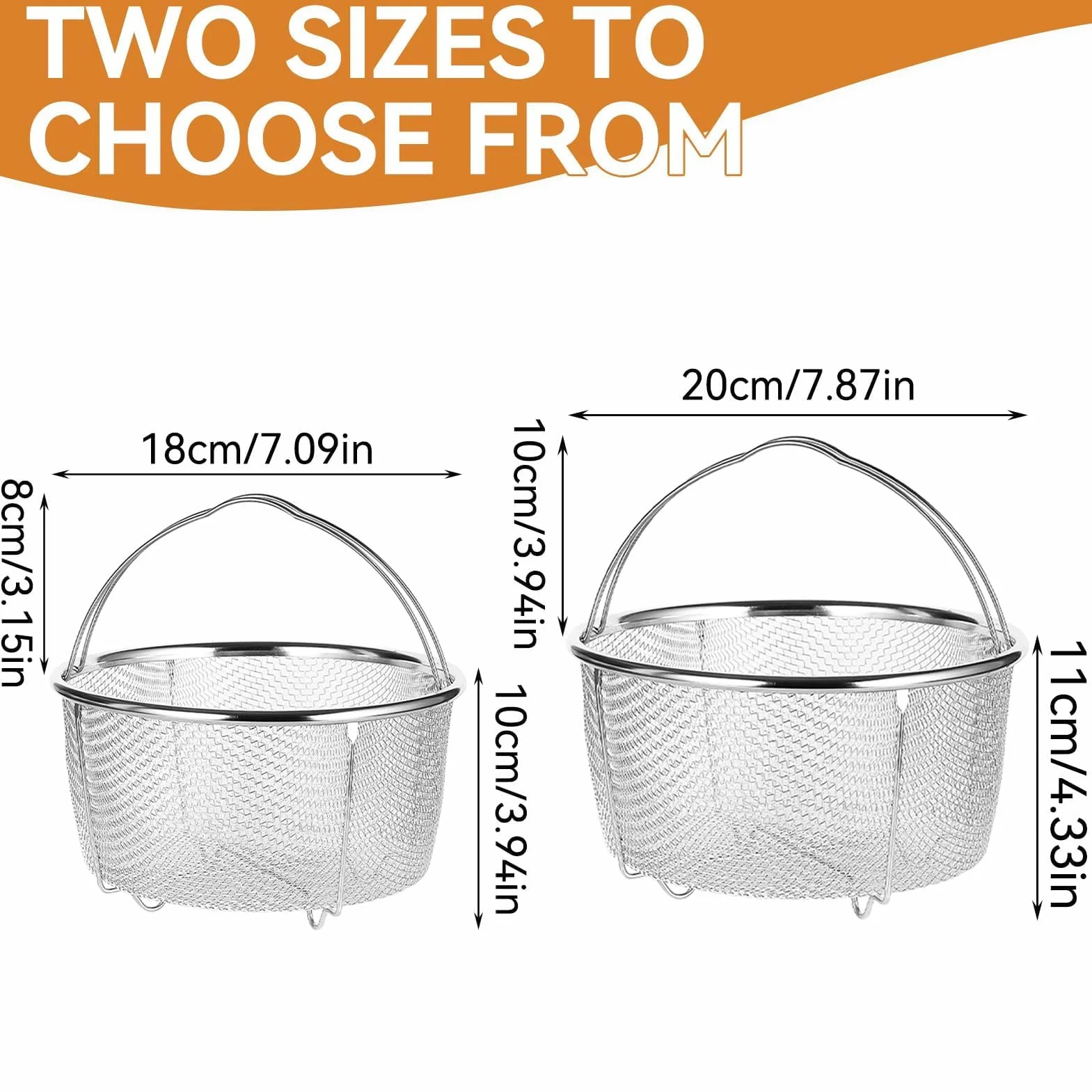 Cesta Vaporera de Acero Inoxidable, Insertos para Cocinar al Vapor, Colador y Filtro para Ollas y Freír