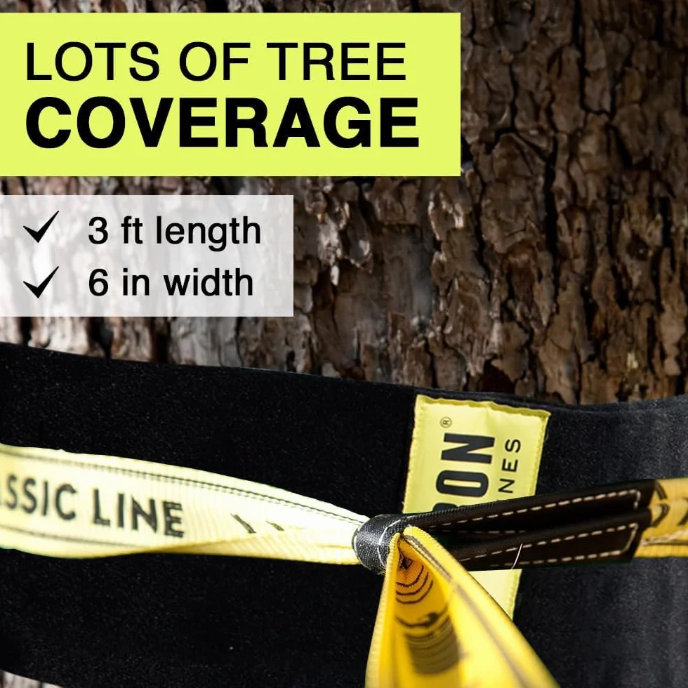 Gibbon Slacklines Protección de árbol fieltro negro velcro 100cm 16cm 2 piezas
