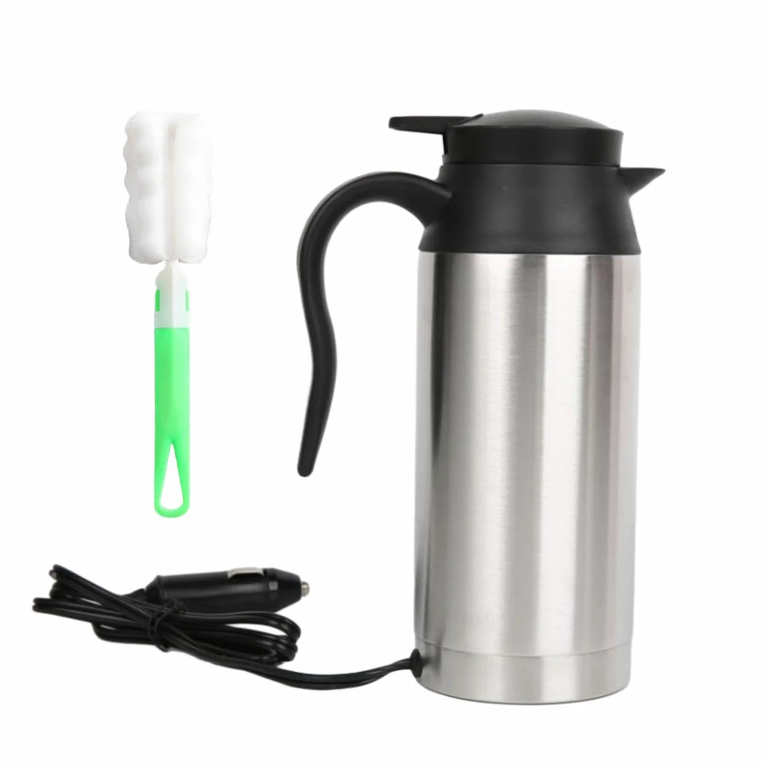 Hervidor de Coche Taza Termo Eléctrica Calefacción Portátil Calentador de Leche Café Agua Acero Inoxidable Aislamiento Vacío Adecuado para Carretera C, 24V, Individual
