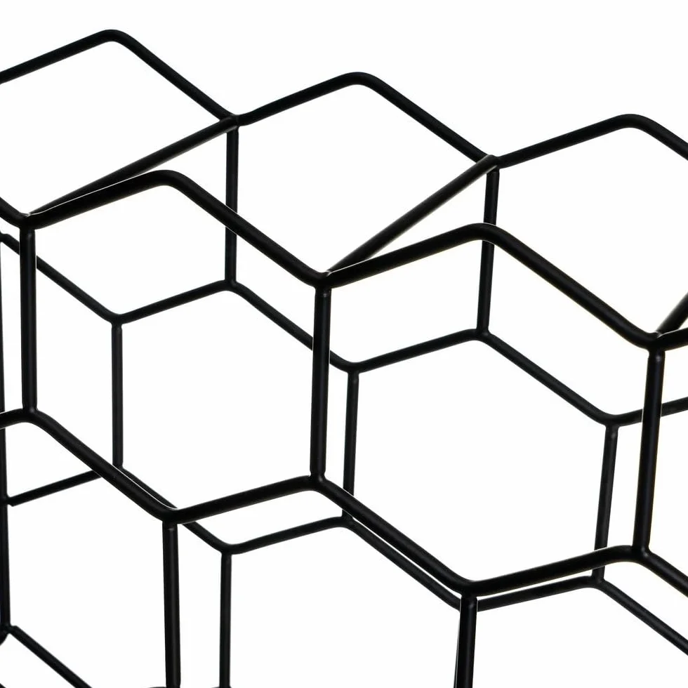 Botellero de vino para 14 botellas metal negro 43x30 cm hexagonal panal