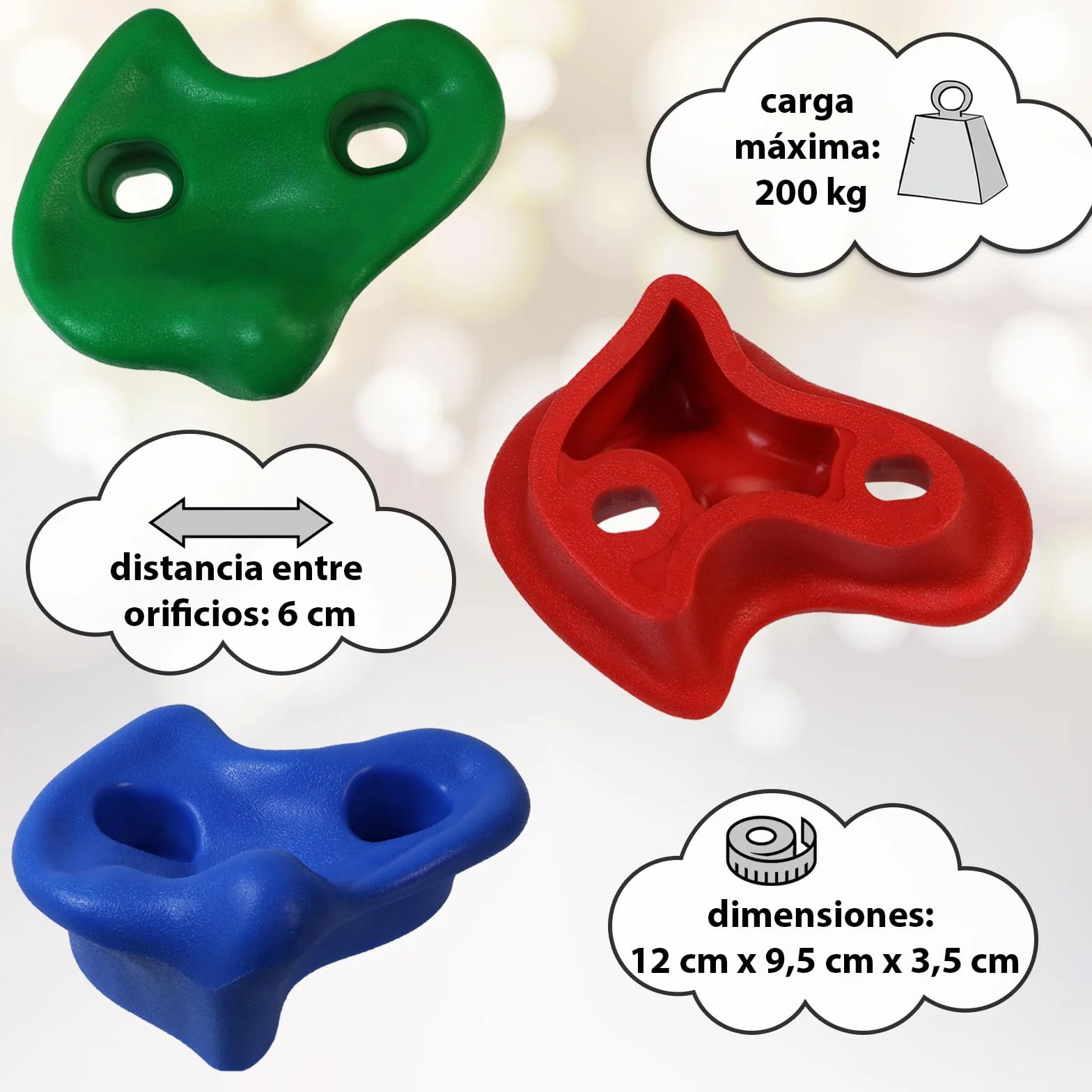 ALPIDEX Presas de Escalada para niños 200 kg 20 Piezas