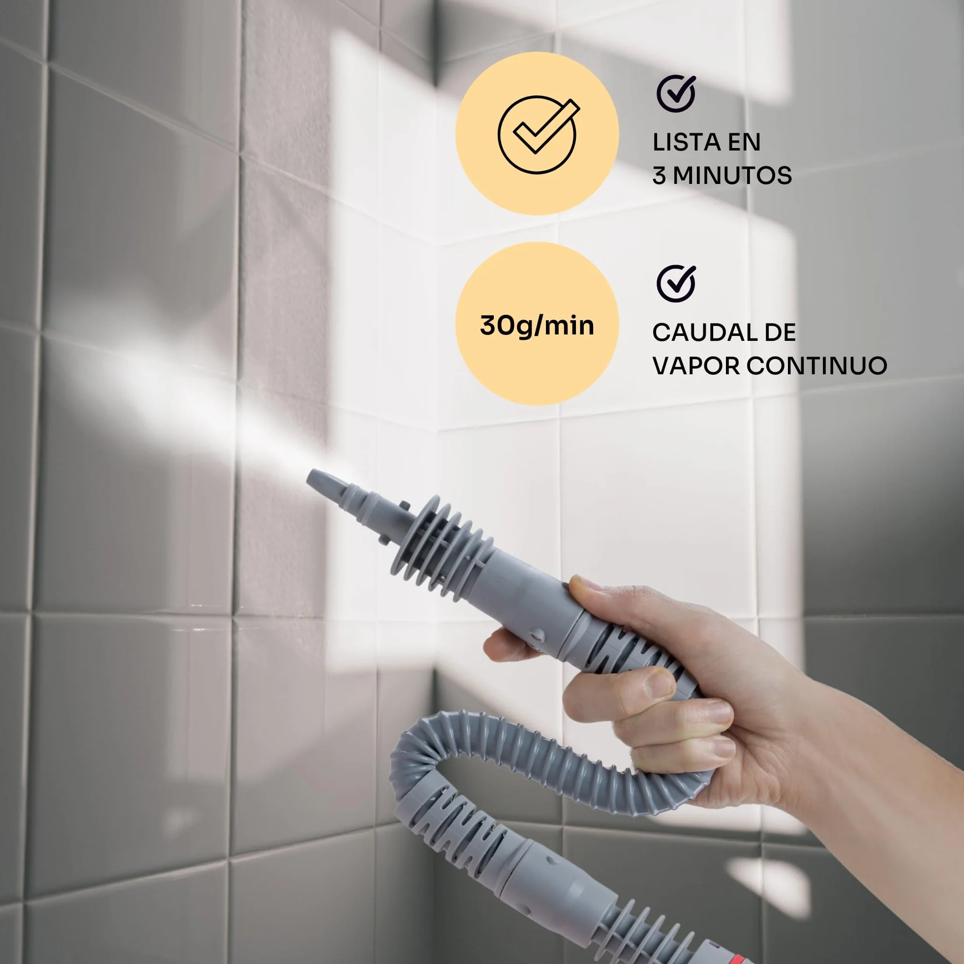 Mellerware Limpiador a Vapor de Mano Fush! 1050W Vaporeta de Limpieza Hogar 380mL 9 Accesorios