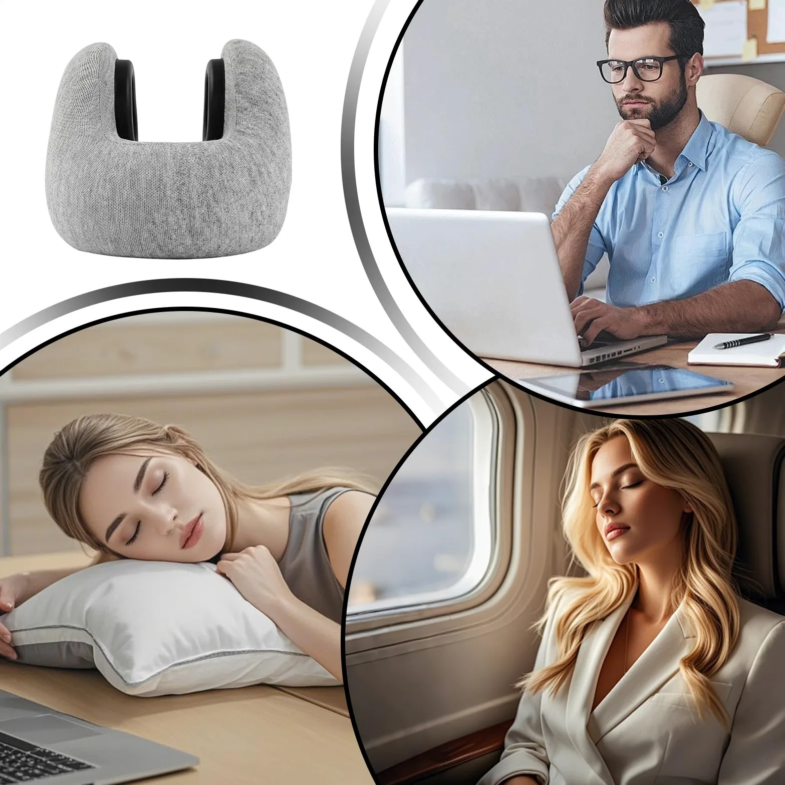 Almohadas De Viaje Para Dormir Almohada Cervical en Forma de U para Viajar | Cojín de Espuma Viscoelástica Transpirable Ergonómico Cómoda con Apoyo para Avión Mochilero Auto Cama y Acampada