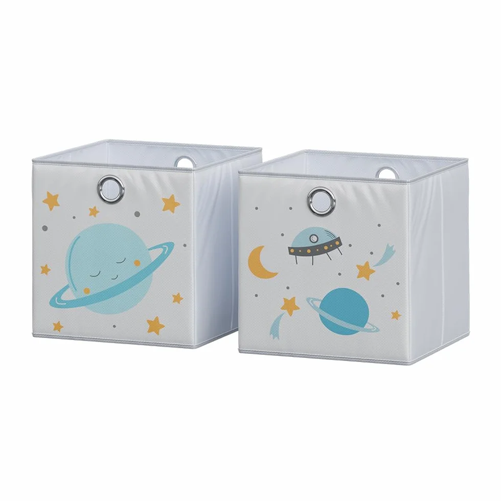 Vicco Caja plegable 30x30 cm Gris con ojal para fácil extracción motivos espacio