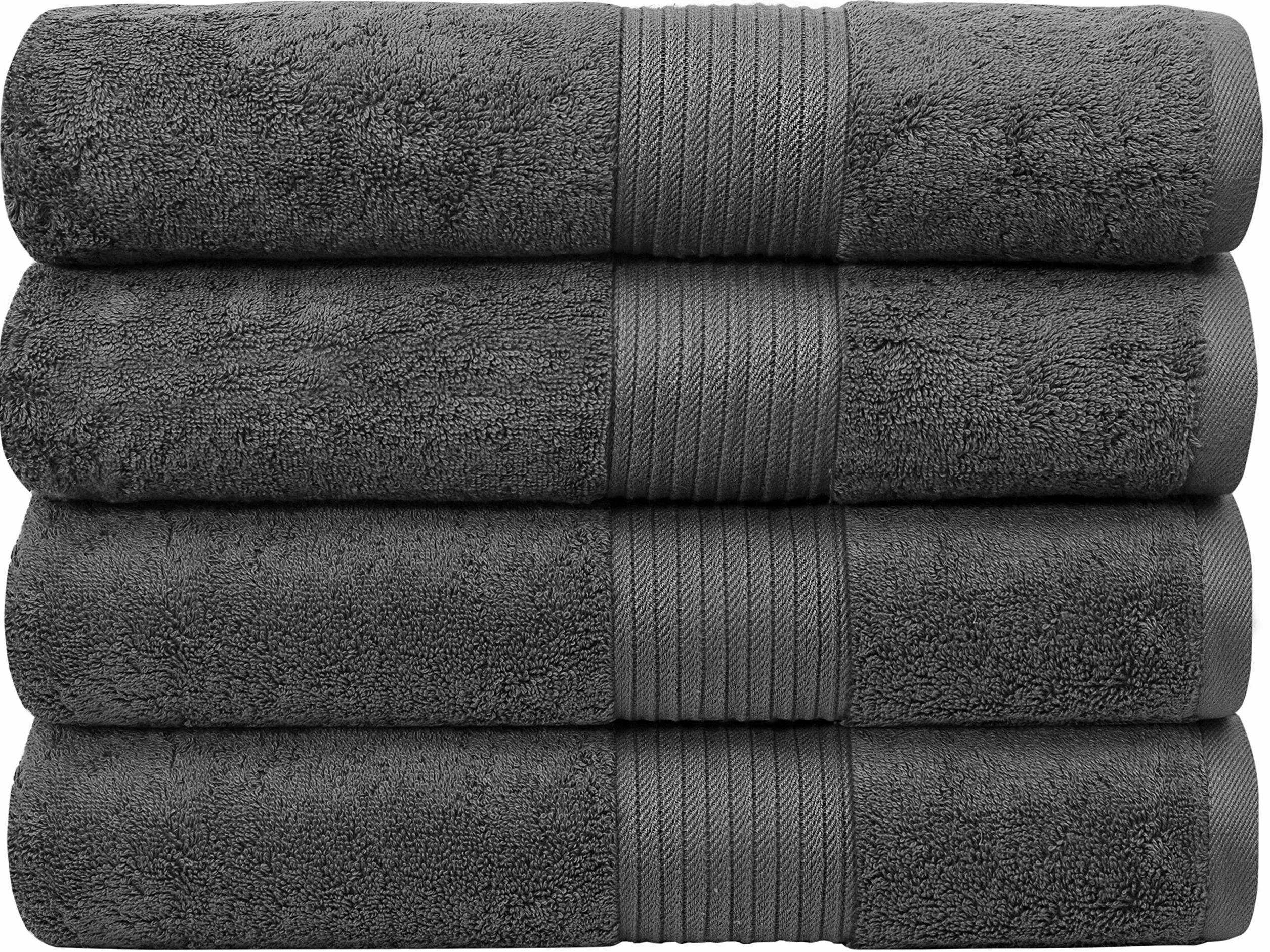 Bumble Towels Bliss - Toallas de baño de algodón Peinado de Lujo, 86 x 142 cm, Extra Grandes, 650 gsm, Suaves, absorbentes (Paquete de 4, Gris Oscuro)