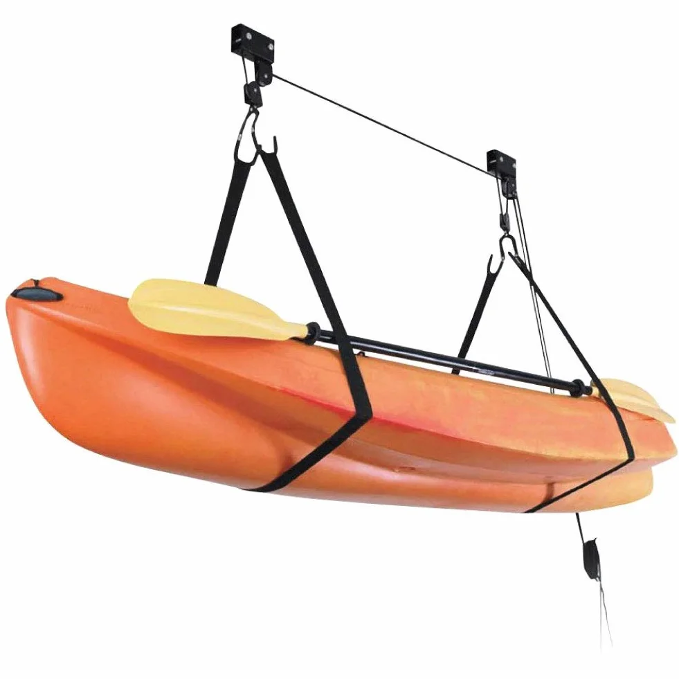 Sistema de polea de almacenamiento de techo para kayak, soporte de techo, capacidad de 100 libras