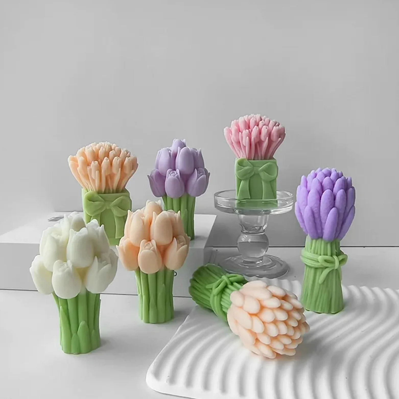 Molde Velas Perfumadas Moldes de silicona for velas con ramo de lavanda 3D, hecho a mano, flor de tulipán, jabón de resina, molde de escayola, herramienta de fabricación for manualidades, hogar, 1 Uds