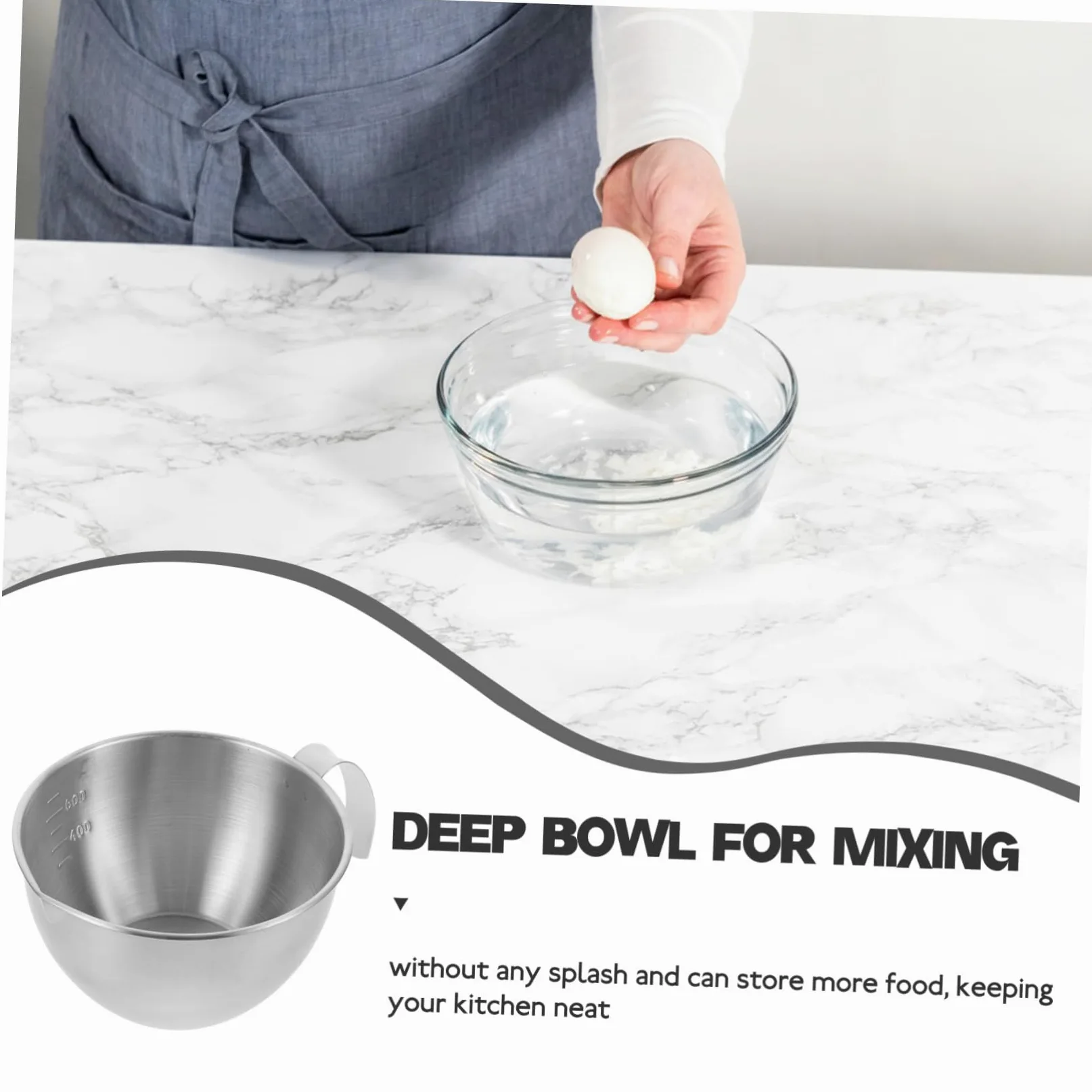 Cabilock 5 Piezas Cuenco de acero inoxidable tazón tazones de preparación cuencos nido verter el tazón de fuente para mezclar alimentos tazones de cocina para mezclar Silver