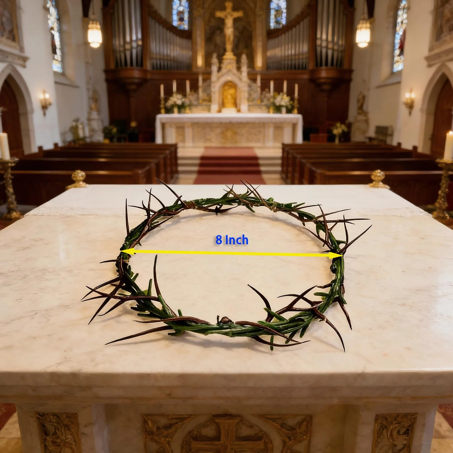 Corona de Espinas de Plástico Tamaño Real de 20 cm de Diámetro, Corona de Espinas Usable para Disfraz de Jesús, Decoración Ornamental para el Hogar y la Iglesia Durante la Cuaresma y la Navidad.