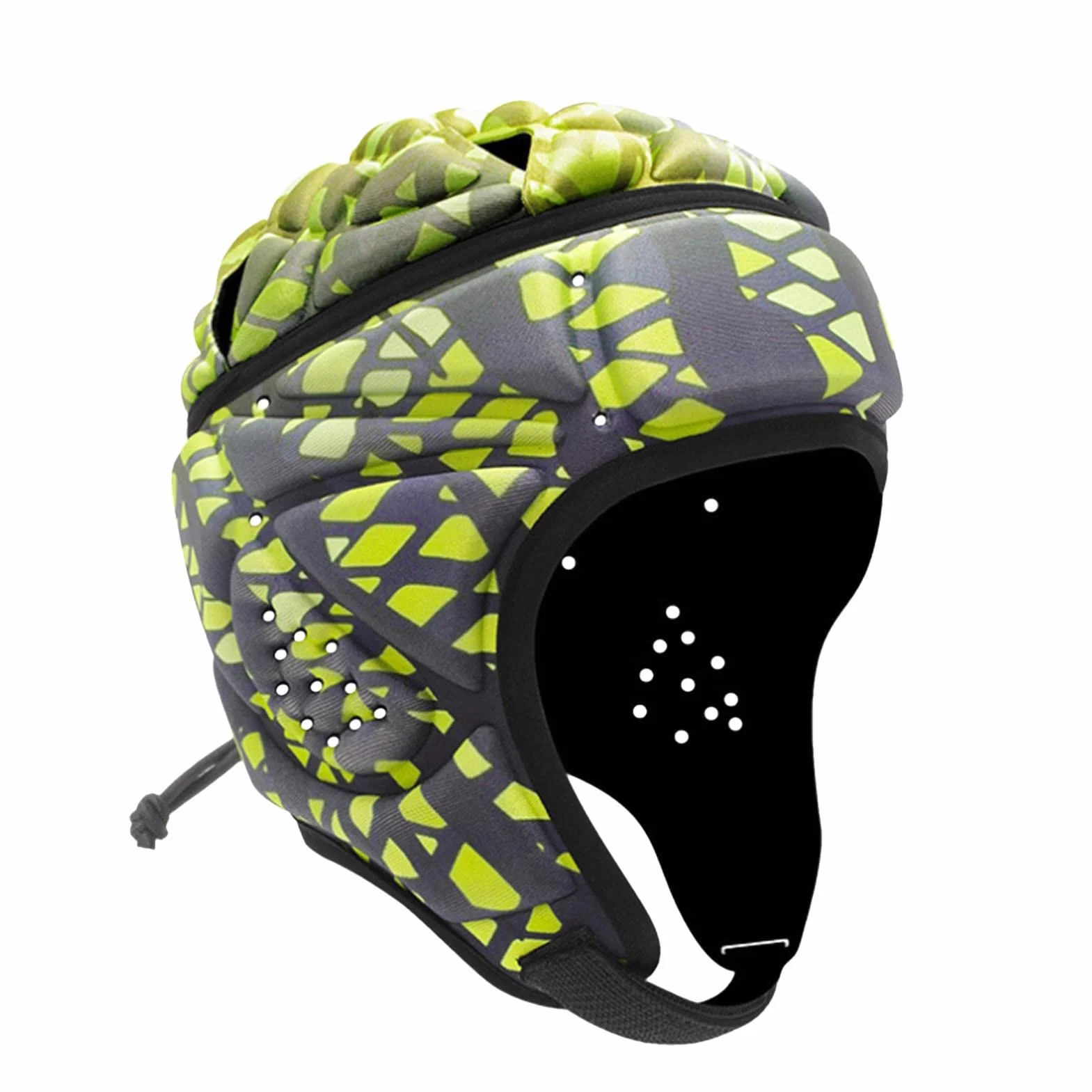 Casco Acolchado para Fútbol Bandera Rugby, Protector Cabeza Portero Ajustable Deportivo