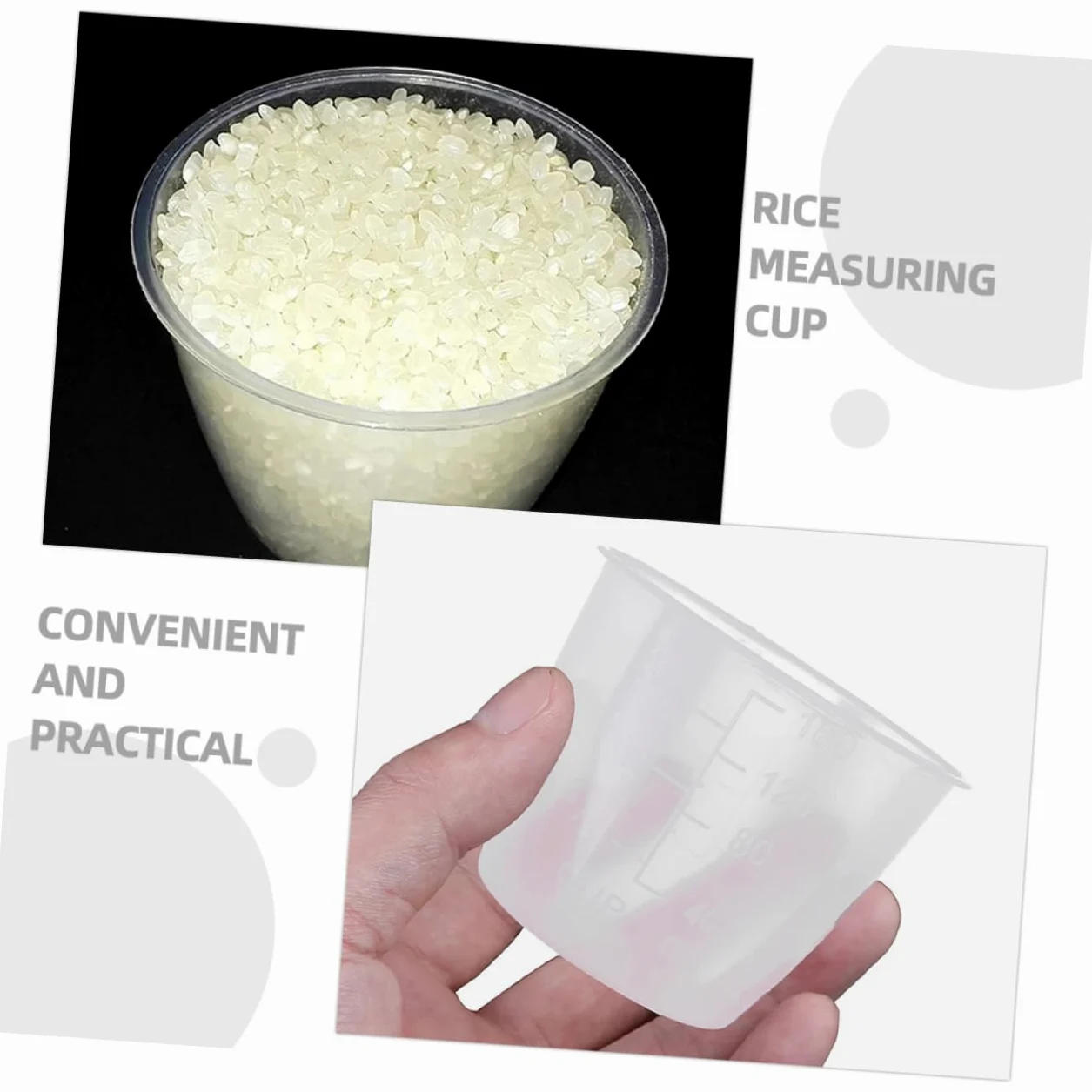Cabilock 60 Piezas Taza Medidora para Olla Arrocera Vaso Medidor Graduado Vaso Medidor De Liquidos Vaso Medidor De Base Redonda Cucharada De Grano De Vaso Medidor De Escala Páginas