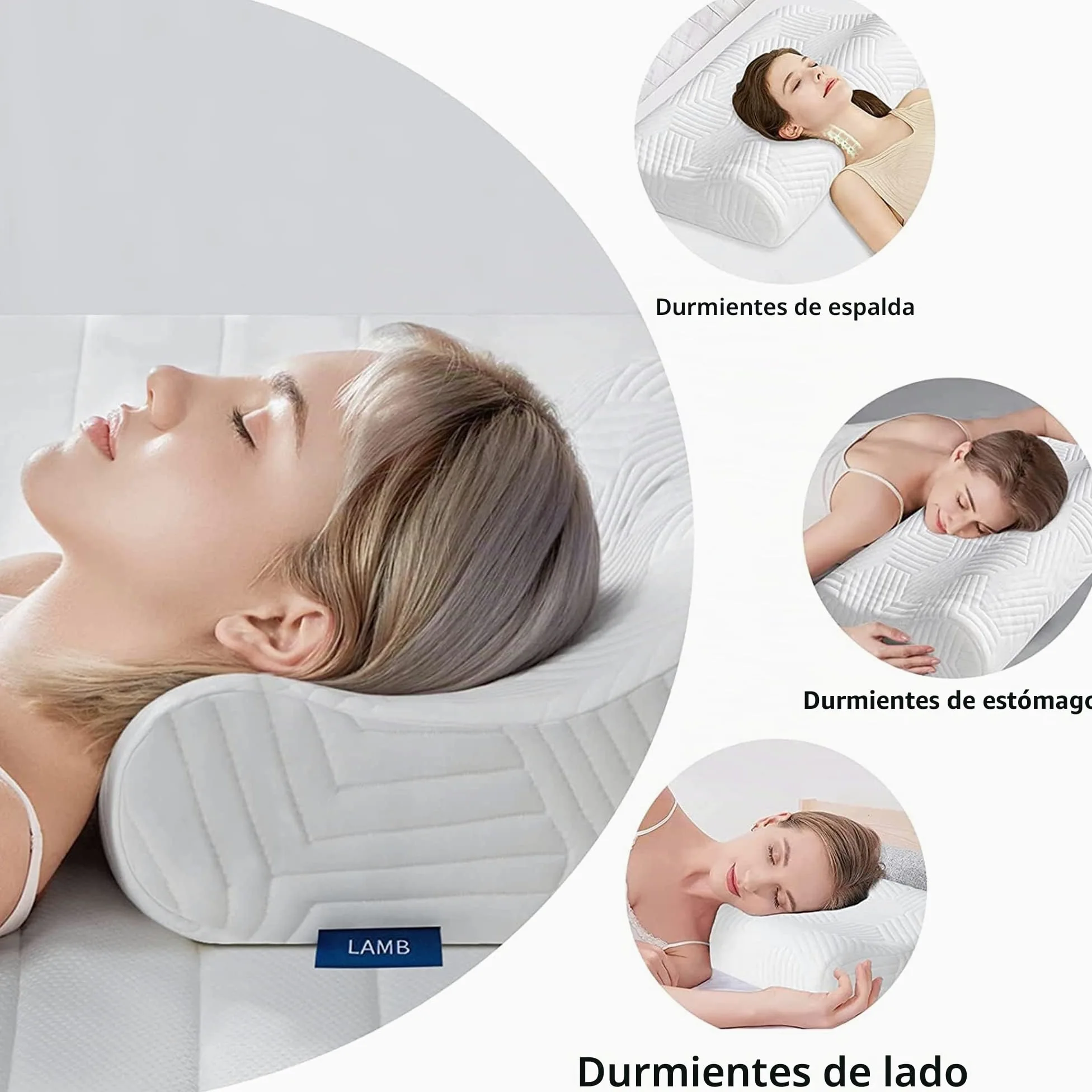 LAMB | Almohada Cervical | 60x35 cm | Almohada Viscoelastica | Altura Regulable | Almohada Ortopedica | Ergonómico | 12/10cm Hoch
