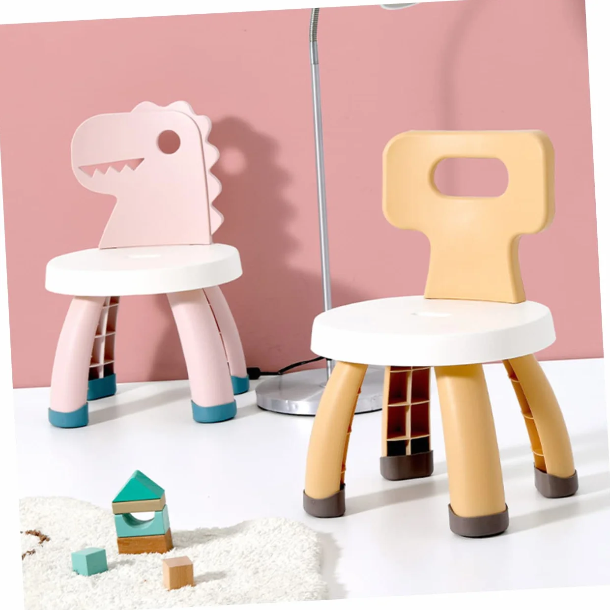Silla Infantil Respaldo Anticaídas, Taburete para Niños Pequeños, Diseño de Dinosaurio, PP y PVC para Asiento Infantil