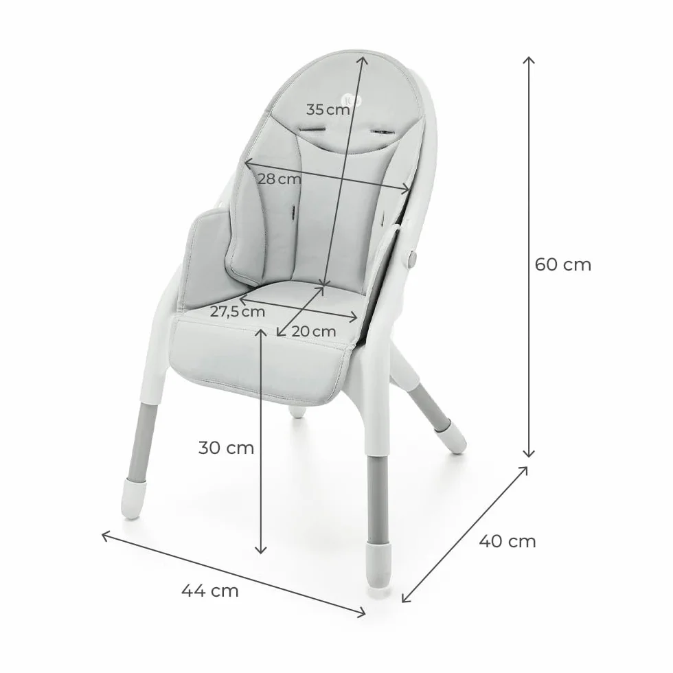 Kinderkraft DINNLY Trona bebé Silla Infantil portátil Bandeja Ajustable Fácil de limpiar 20kg Gris claro