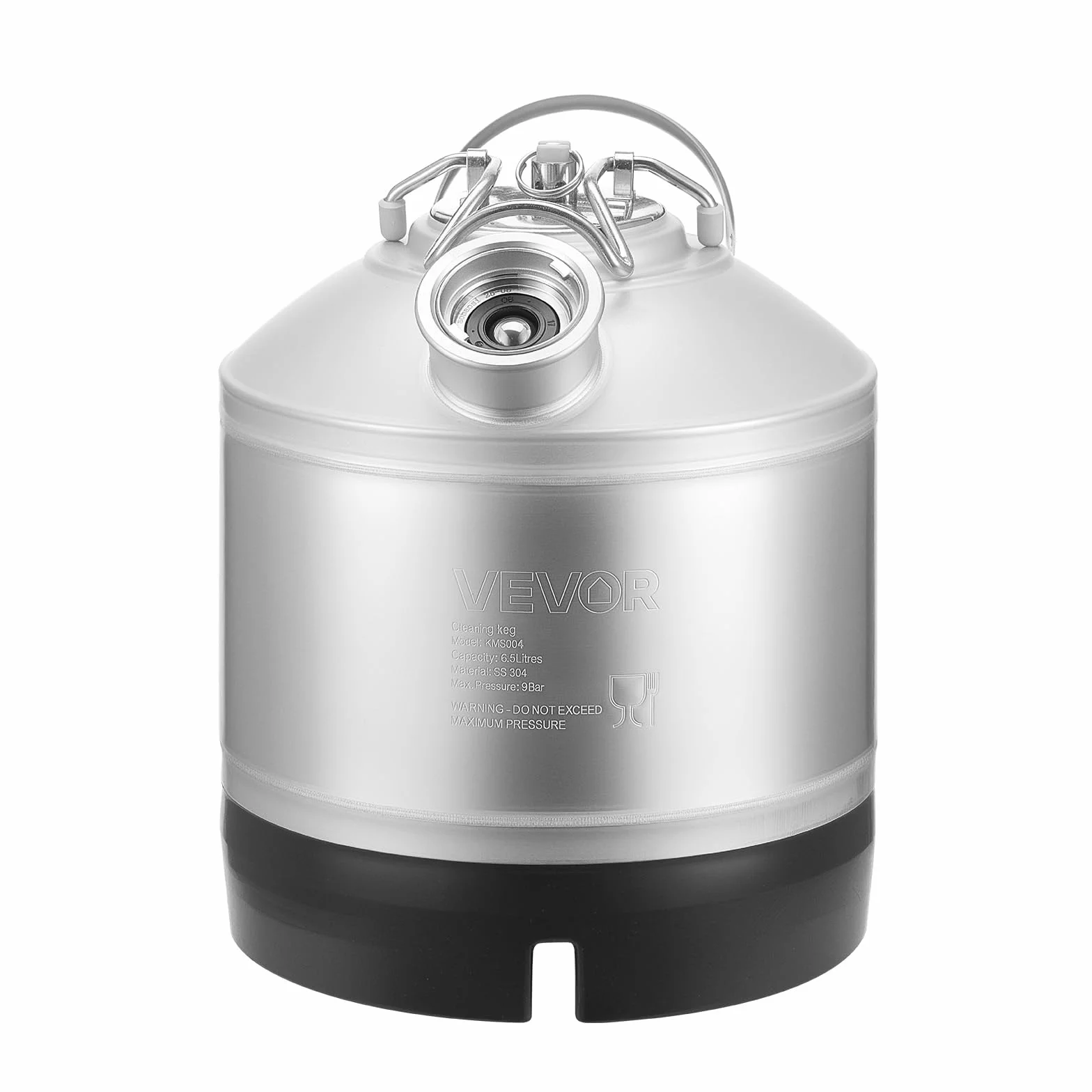 VEVOR Kit de Limpieza para Barriles de Cerveza de 6,5 L, de Acero Inoxidable 304, con Anilla en D y Base de Goma, Apto para Cerveceros Caseros y Pequeños Negocios de Bebidas, 235 x 250 x 285 mm