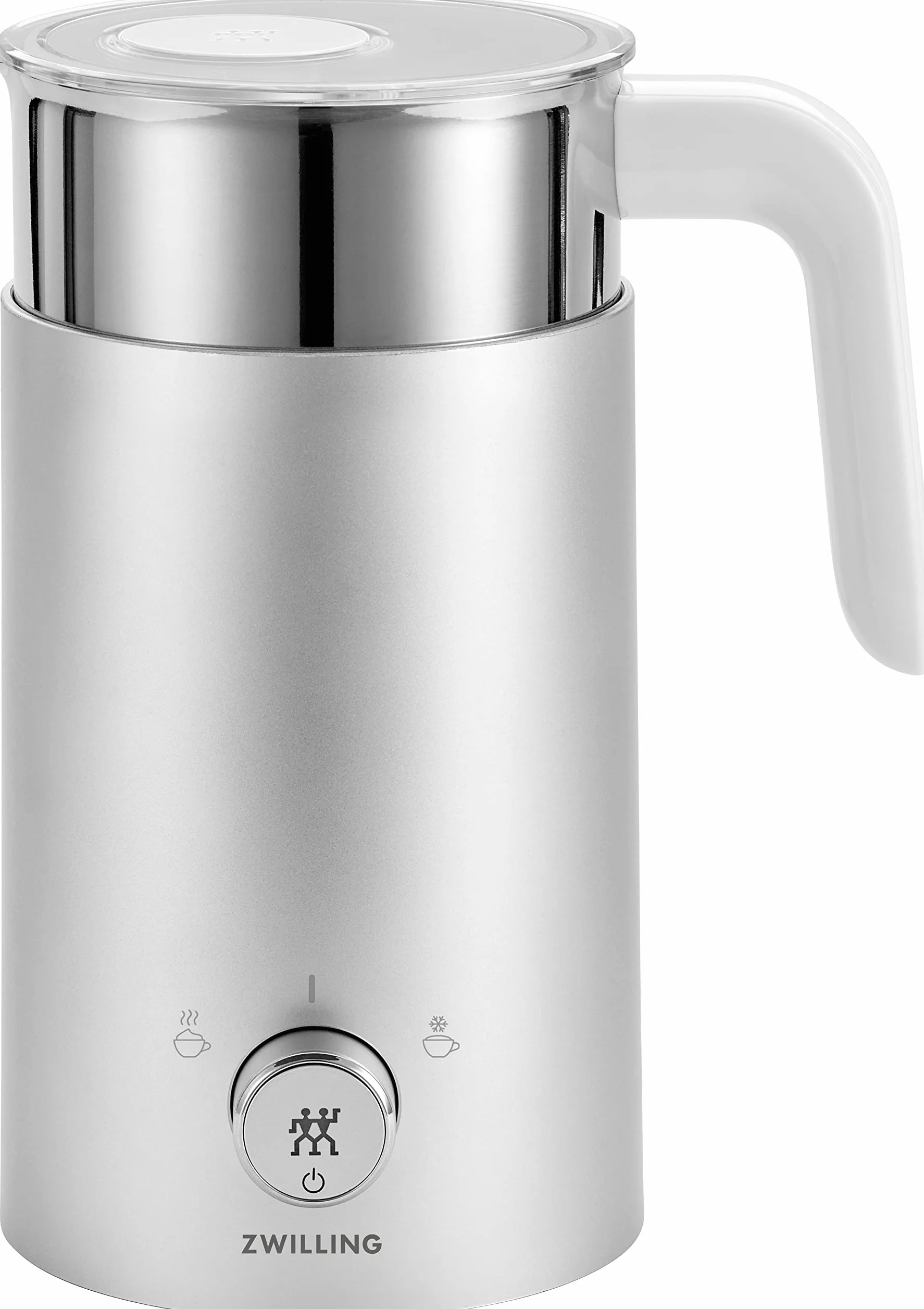 ZWILLING ENFINIGY Espumador de leche eléctrico para leche caliente y fría y alternativas a la leche de origen vegetal, 400 ml, Plata