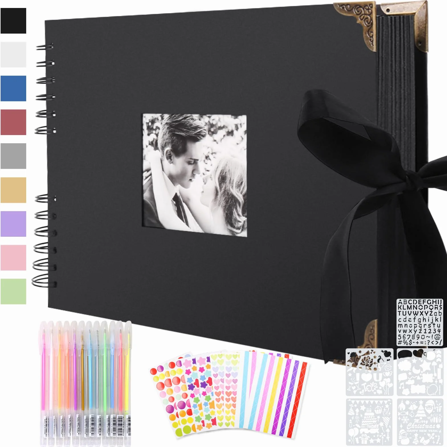Album Fotos para Pegar y Escribir 30 x 21 cm, Album de Fotos Scrapbook Espiral 80 Páginas (40 Hojas), DIY Scrapbooking para Boda Aniversario Cumpleanos Familiares Navidad San Valentín Día de la Madre