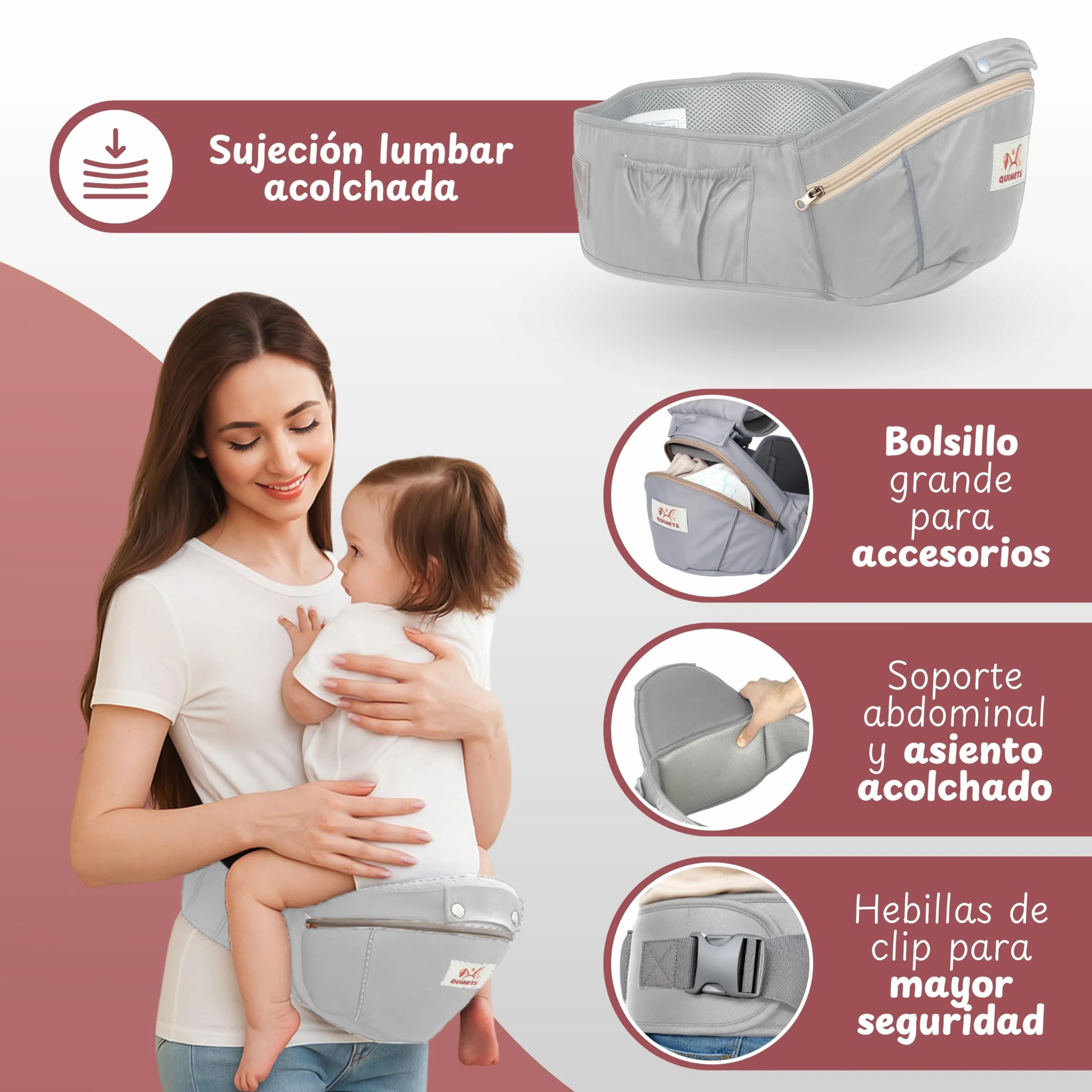 Mochila Portabebés 6 en 1 Recién Nacido Transpirable Ergonómica Suave Ligera
