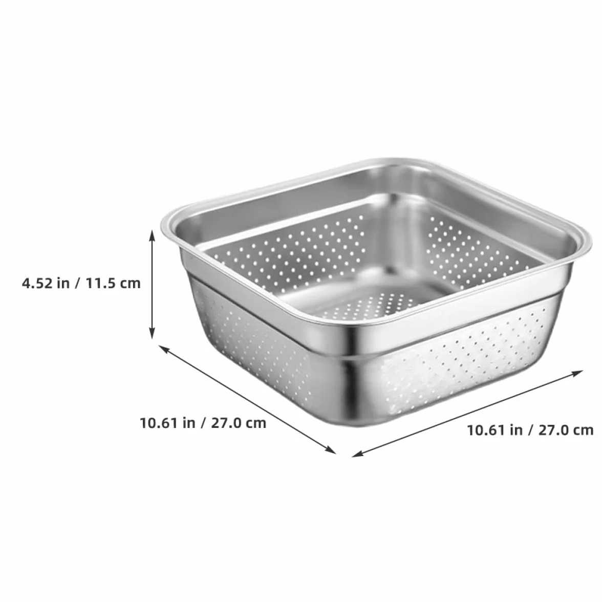 Colador de Acero Inoxidable de Gran Capacidad Forma Cuadrada, Resistente y Ahorra Espacio, Adecuado para Cocinar y Lavar Verduras y Frutas Cocina