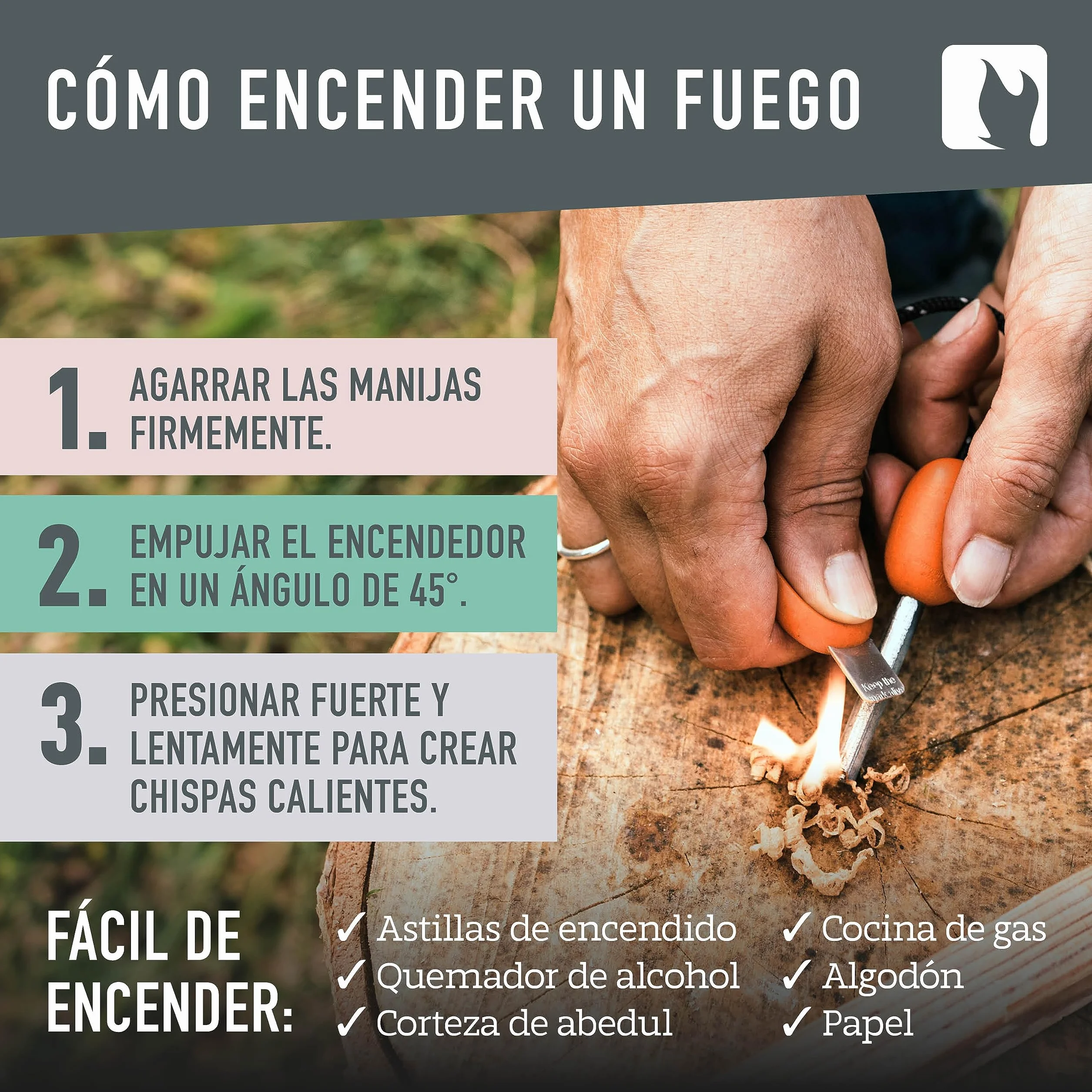 Light My Fire Pedernal de Supervivencia Profesional Scout – Herramienta Encendedor Ferrocerio 2 en 1 3000 Encendidos
