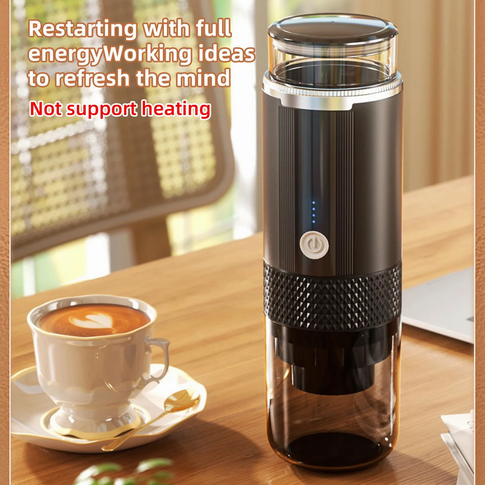 Máquina de Café Eléctrico Portátil Operación de un Botón con 4 Indicadores de Alimentación Luz Inalámbrica Inalta Recargable de café Trabajo con Cápsula de té de Chocolate Polvo