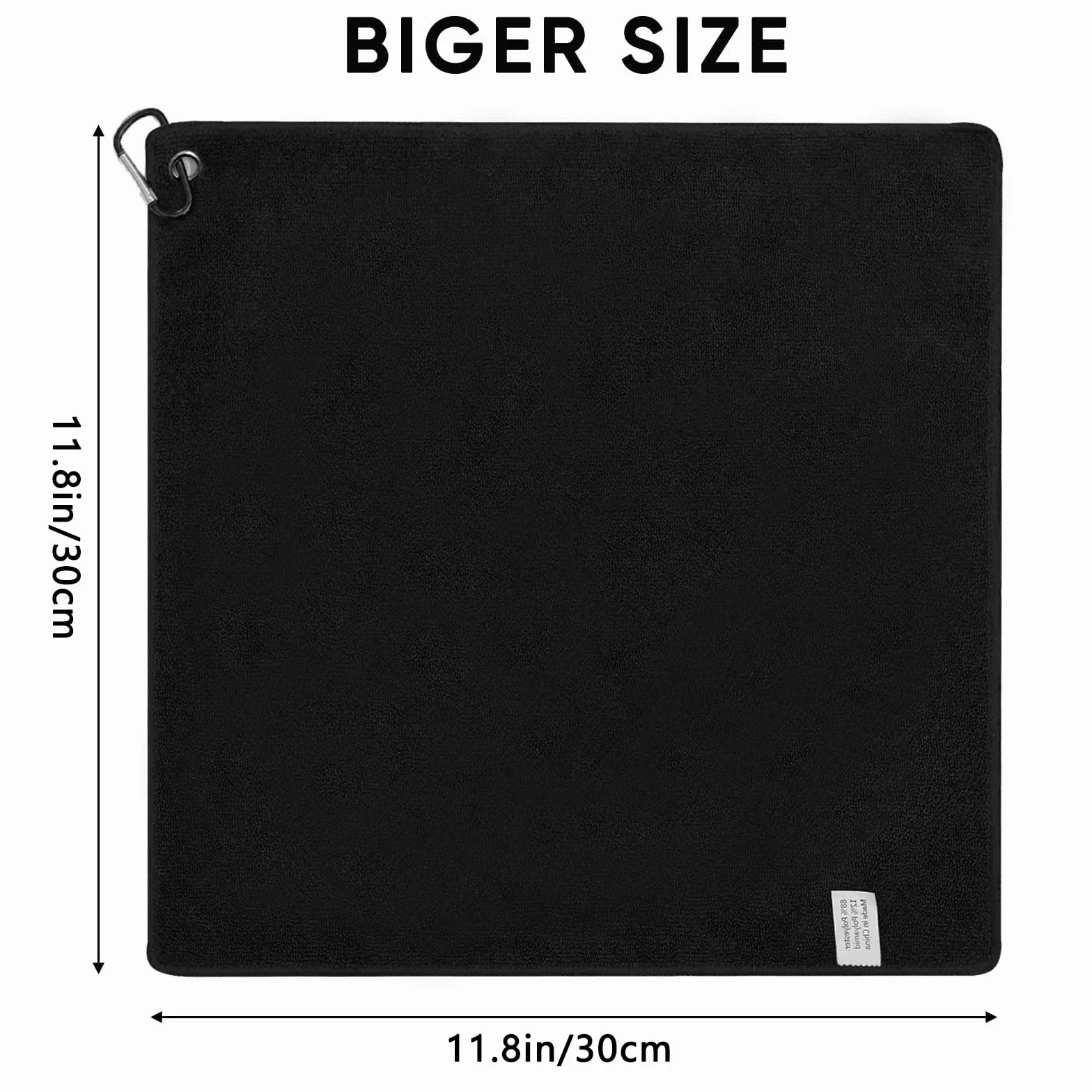 Toalla de Microfibra 30x30cm con Mosquetón para Golf, Fitness y Deporte al Aire Libre, 3 Piezas