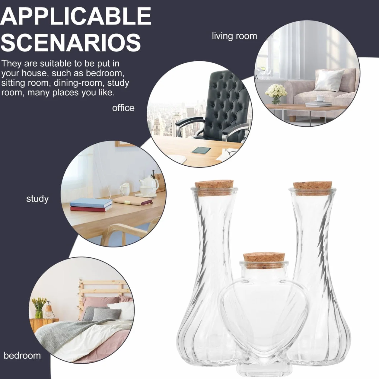 BESTOYARD Set De Botellas Para Ceremonia De Arena Boda 3 Piezas Vidrio Transparente 75Ml Corazón 130Ml Rosca Tapones Decoración Diy Regalo