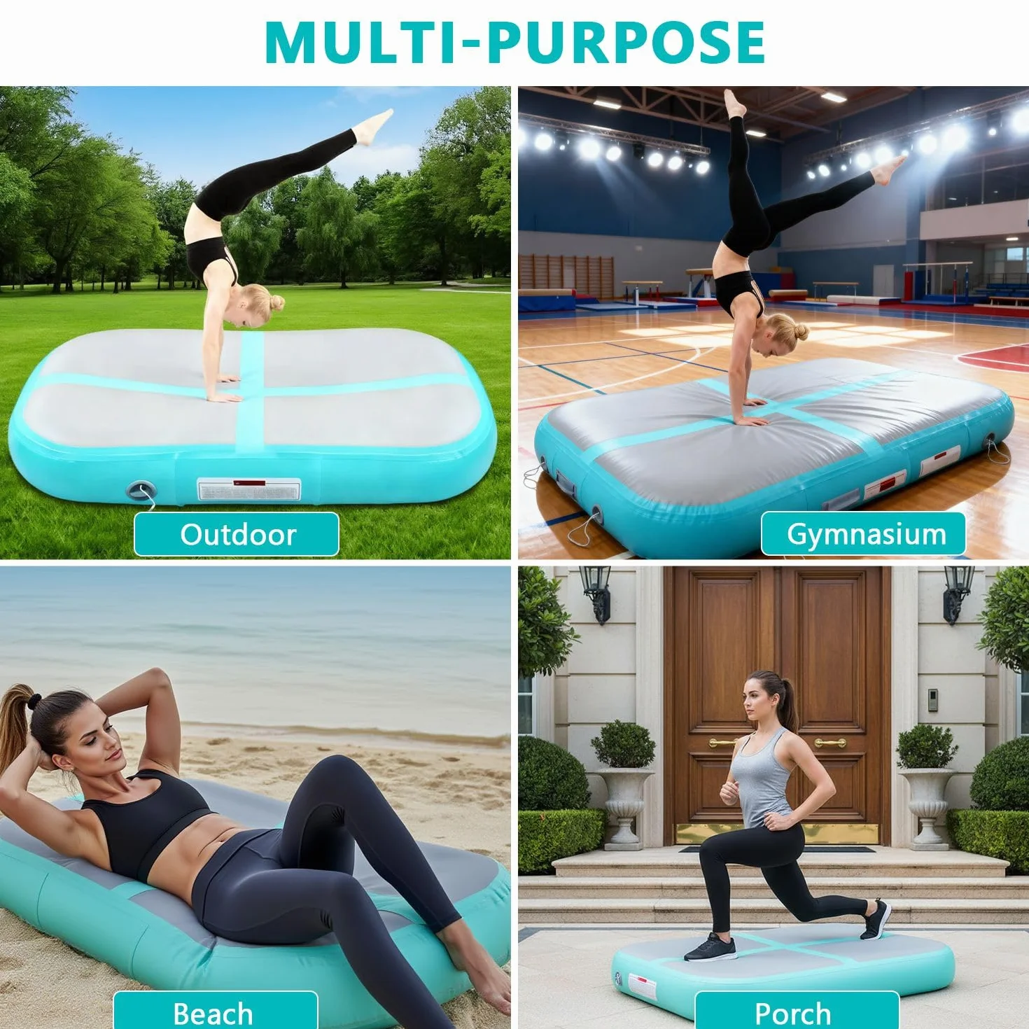 Airtrack Colchoneta Hinchable 100 cm con Bomba de Aire, Esterilla de Gimnasia y Yoga