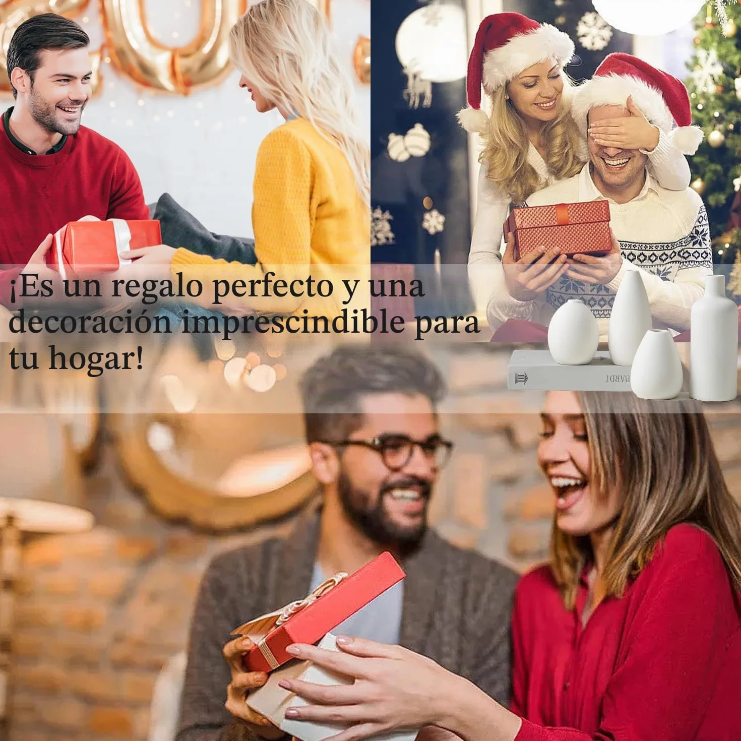 EMABT Jarrón de cerámica Blanco Set 4 pequeños para Flores, únicos para Piezas centrales, Modernos Decorativos para decoración del hogar Entrada de Mesa (Blanco)